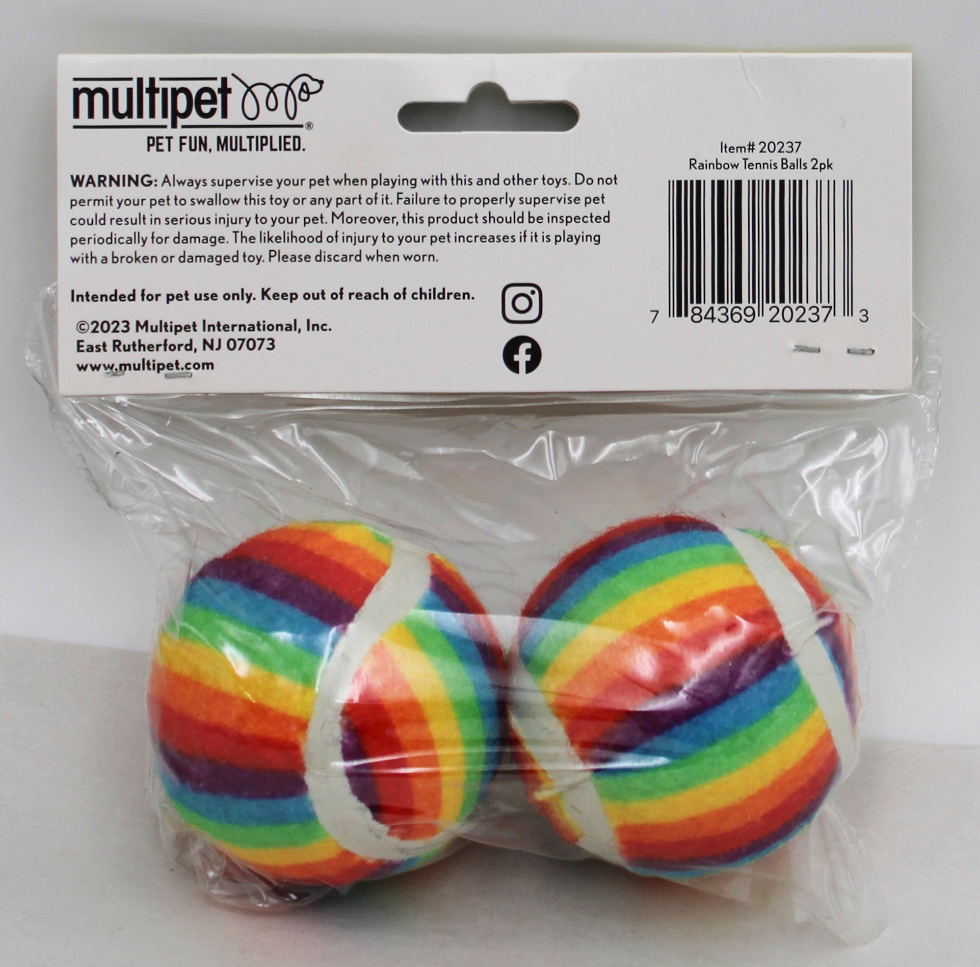 MULTIPET RAINBOW TENNIS BALL CAT TOY 2 PK.