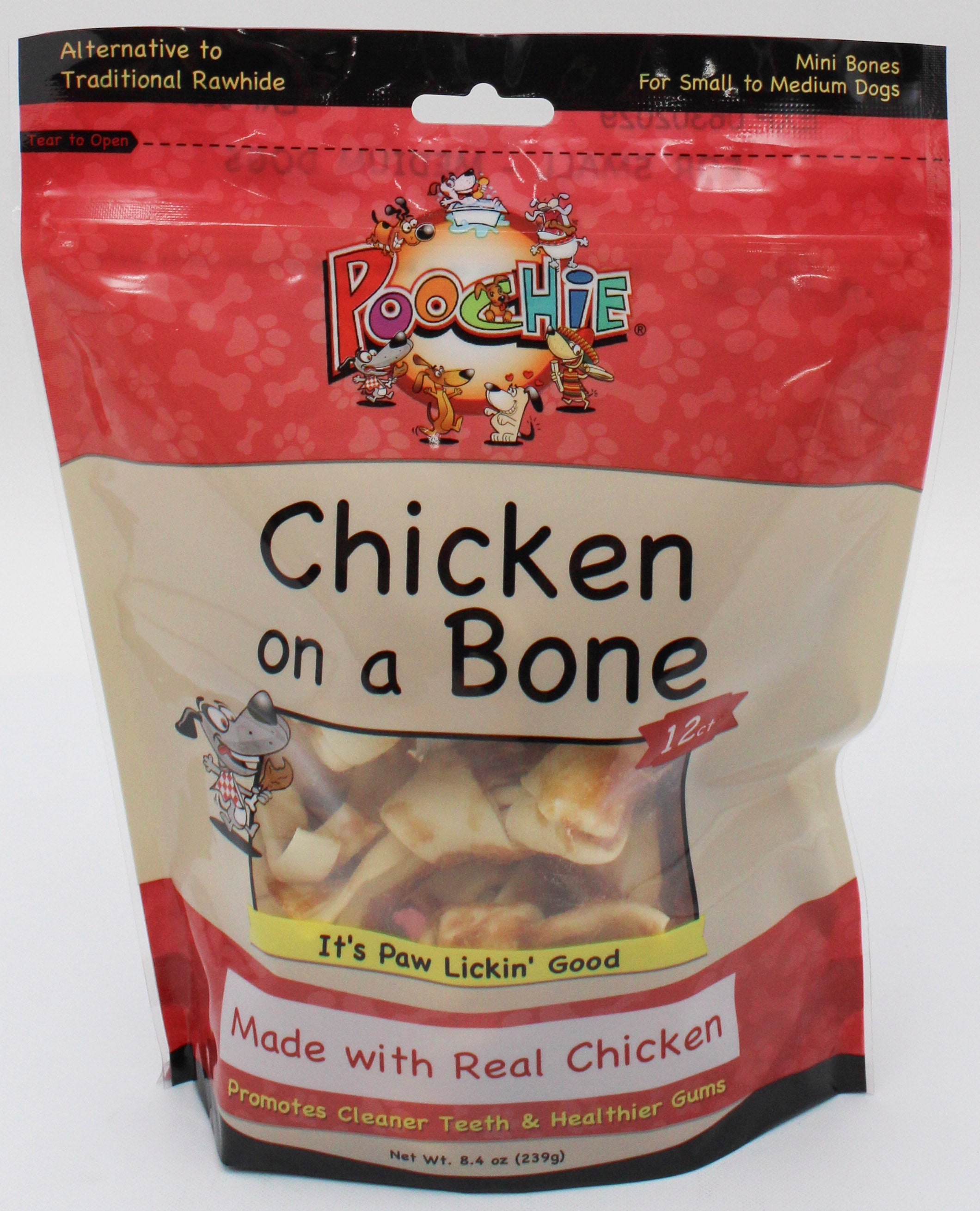 POOCHIE CHICKEN ON A BONE DOG TREAT 12 CT 8.4oz. BB 6/30/2029