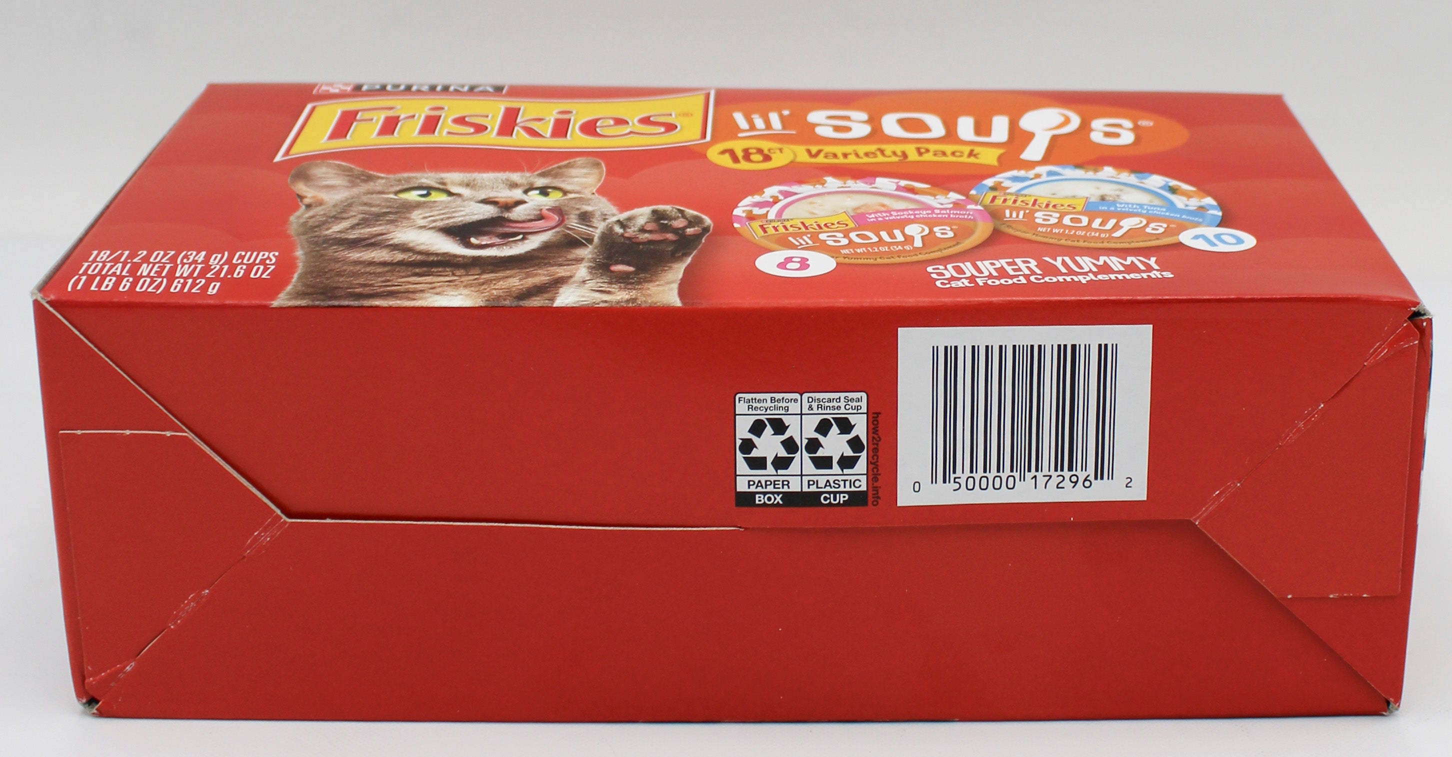 PURINA FRISKIES LIL SOUPS SALMON TUNA VARIETY PACK 1.2oz./18ct BB 2/28/27 NI