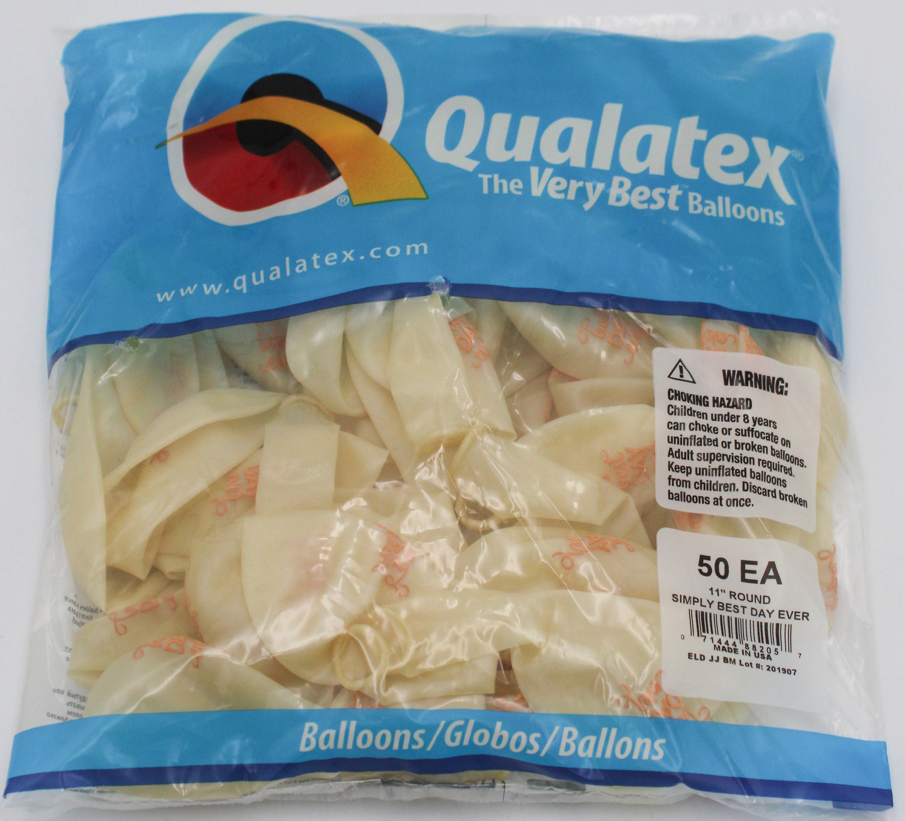 11" ROUND QX LATEX BALLOON CLEAR 50CT SIMPLY BEST DAY EVER