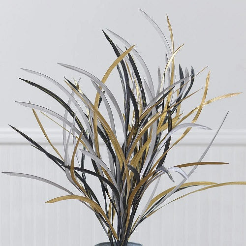 METALLIC TALL PAPER GRASS STEM 2pc SET 38"L