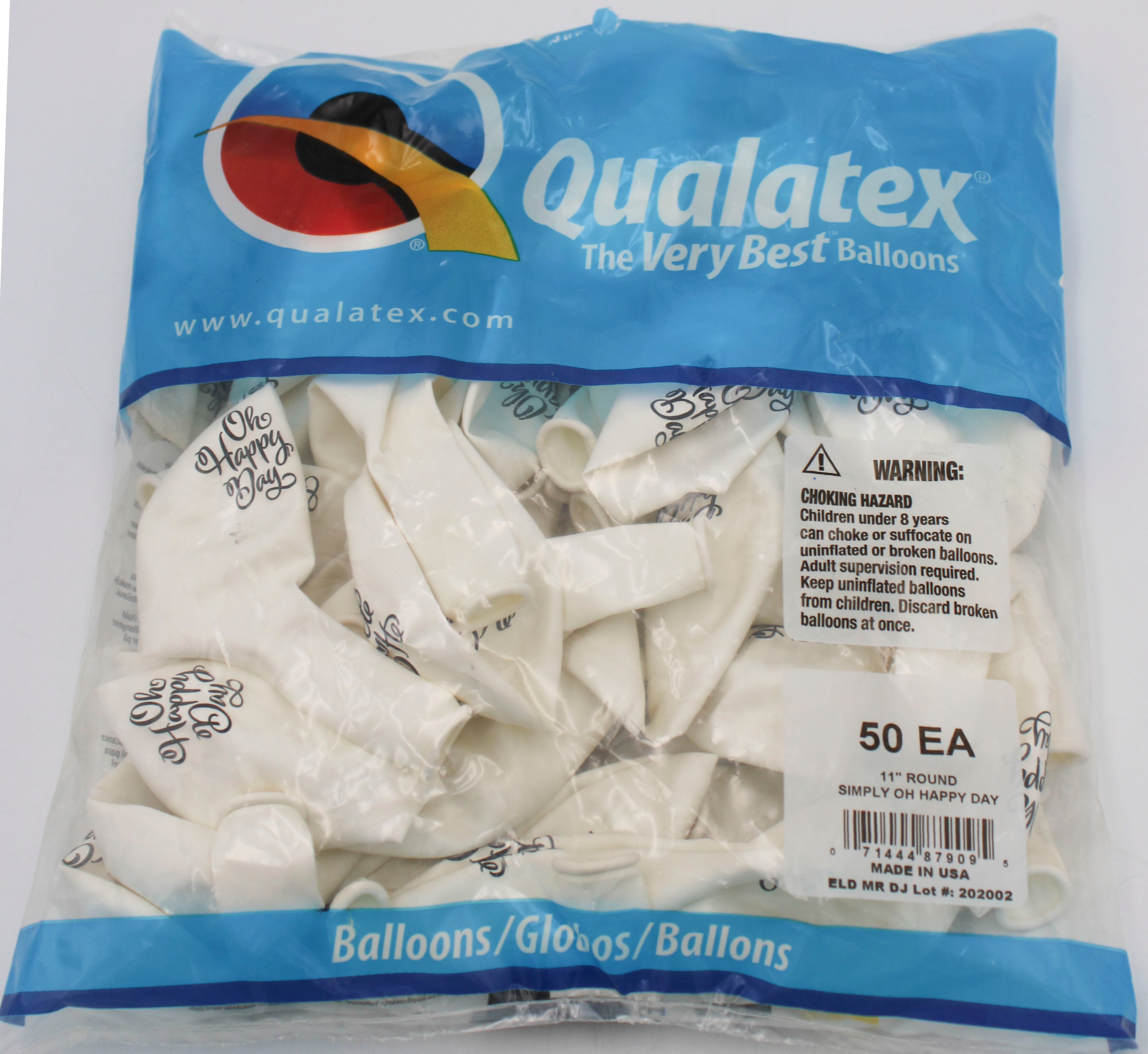 11" ROUND QX LATEX BALLOON WHITE 50CT SIMPLY OH HAPPY DAY