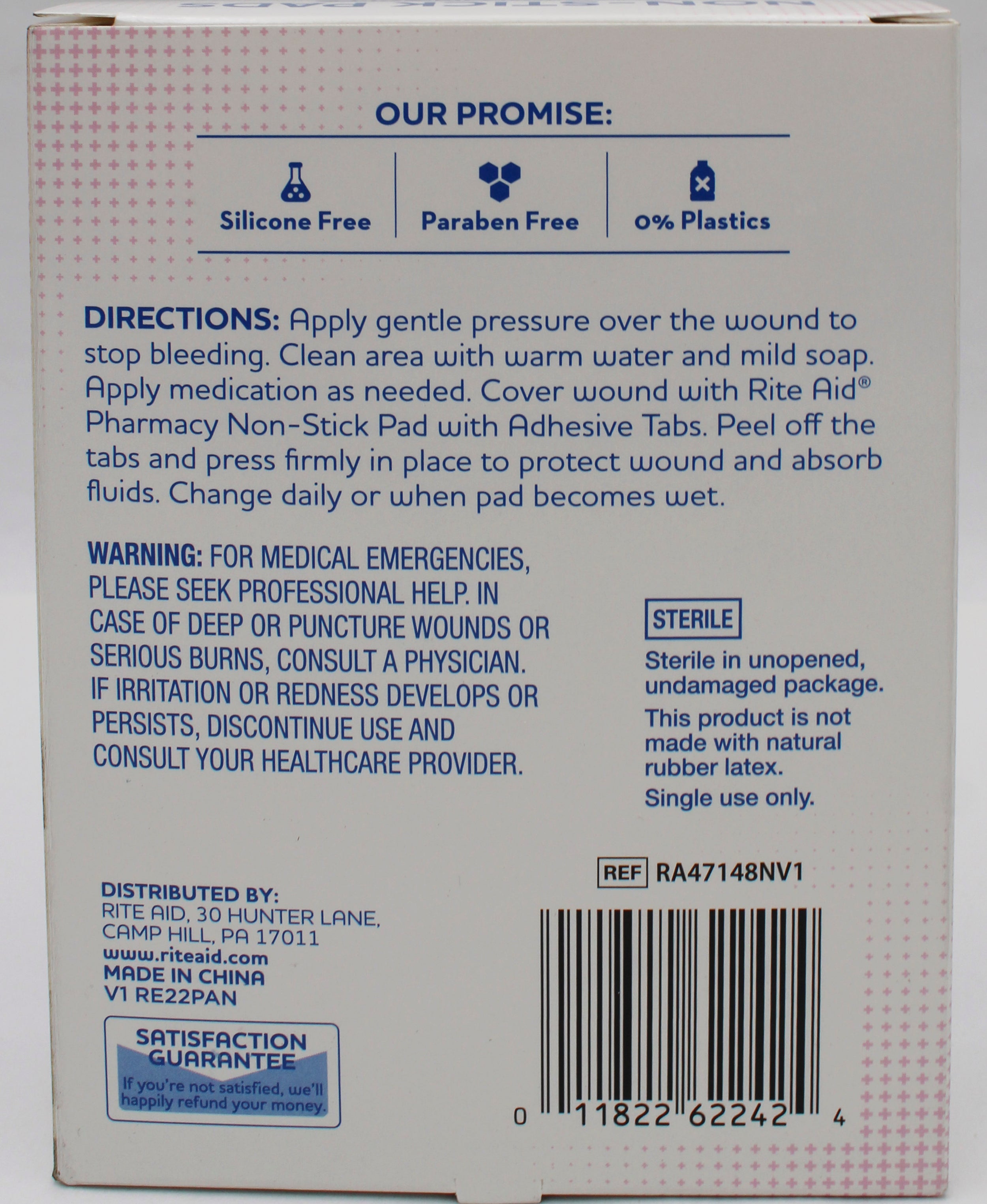 RITE AID PAD NON-STICK,W/ADH,3X4,ST,10/BX
