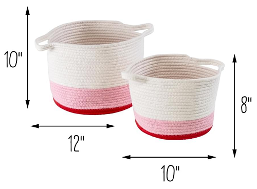 S/2 Cotton Rope Baskets, Red