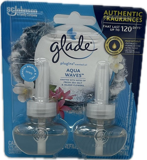 SP GLADE PLUGINS SCENTED 2REFILLS 1.34oz OIL AQUA WAVES