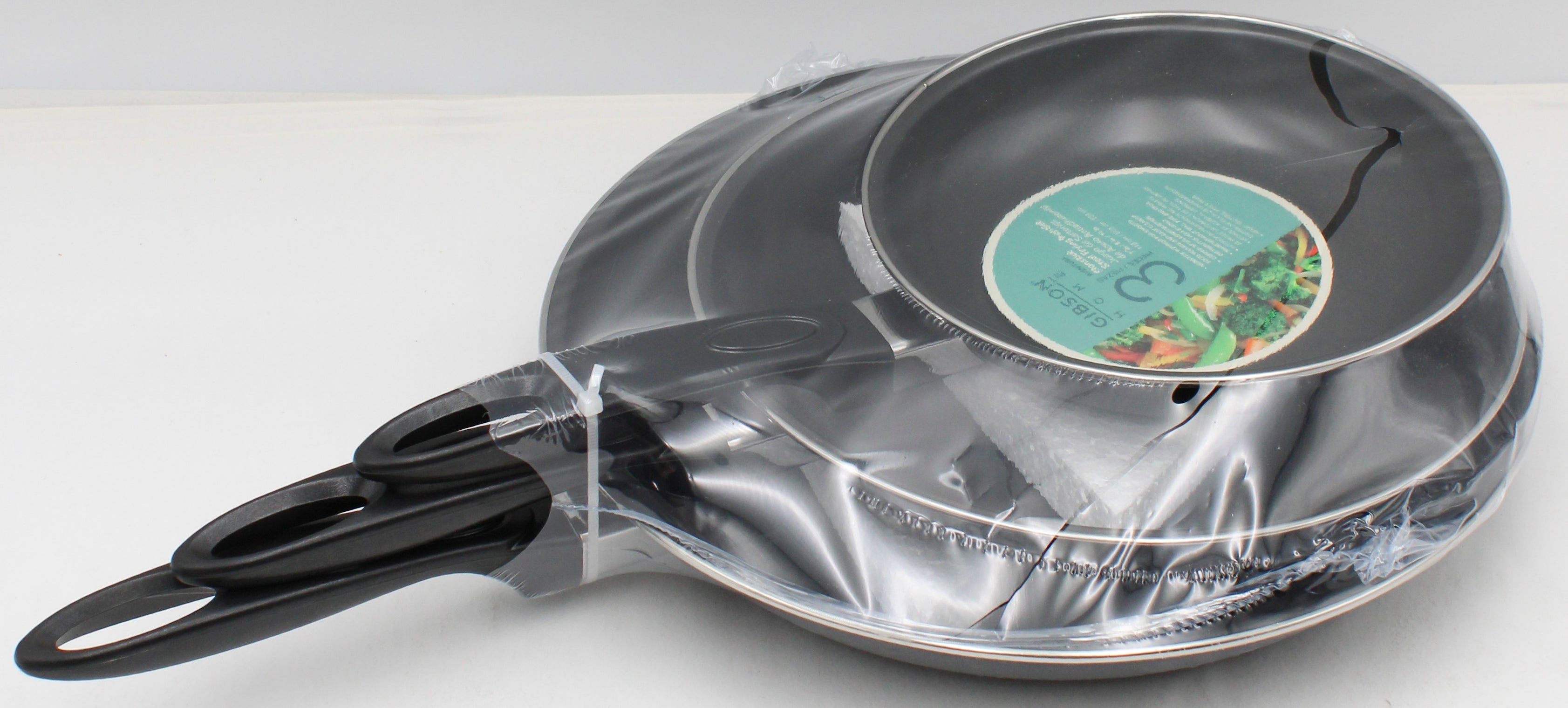 GIBSON AVENTURA 3pc FRYING PAN SET - BLACK NI