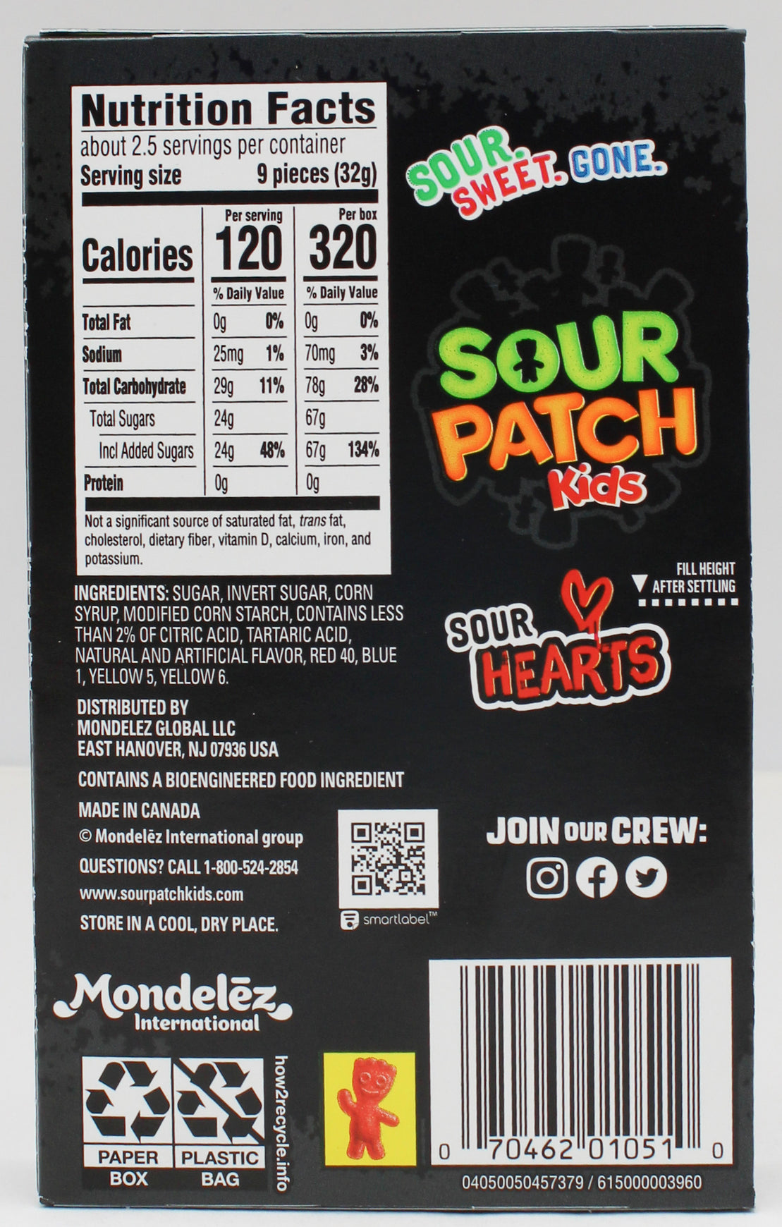 SOUR PATCH KIDS SOUR HEARTS THEATRE BOX  3.08 Oz BB 9/22/26
