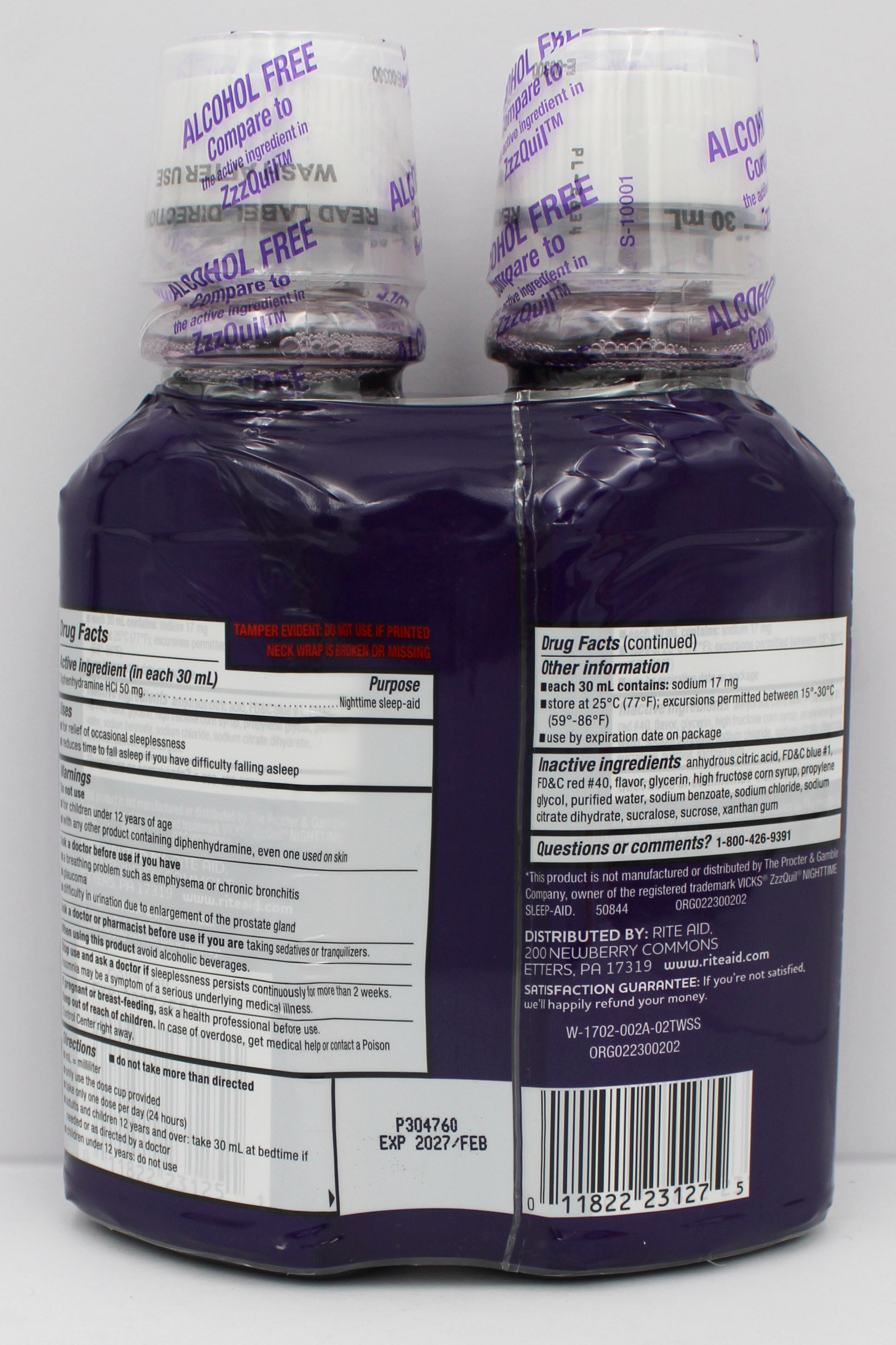 RITE AID NIGHTTIME SLEEP-AID 12oz TWIN PACK EXP 2/15/2027