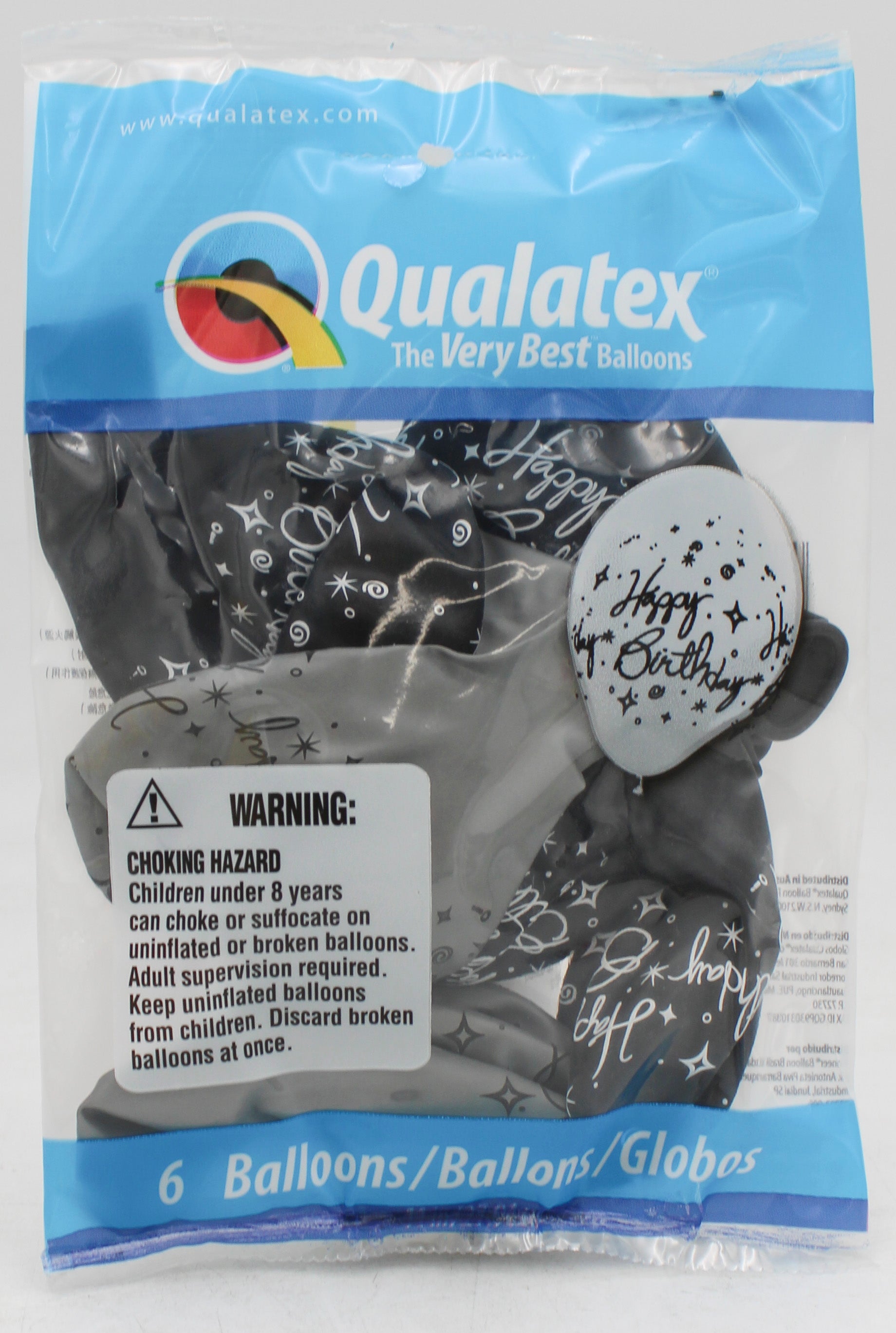 QUALATEX 11" ROUND PARTY BALLOONS AST 6CT BDAY ELEGANT SPARKLES & SWIRLS