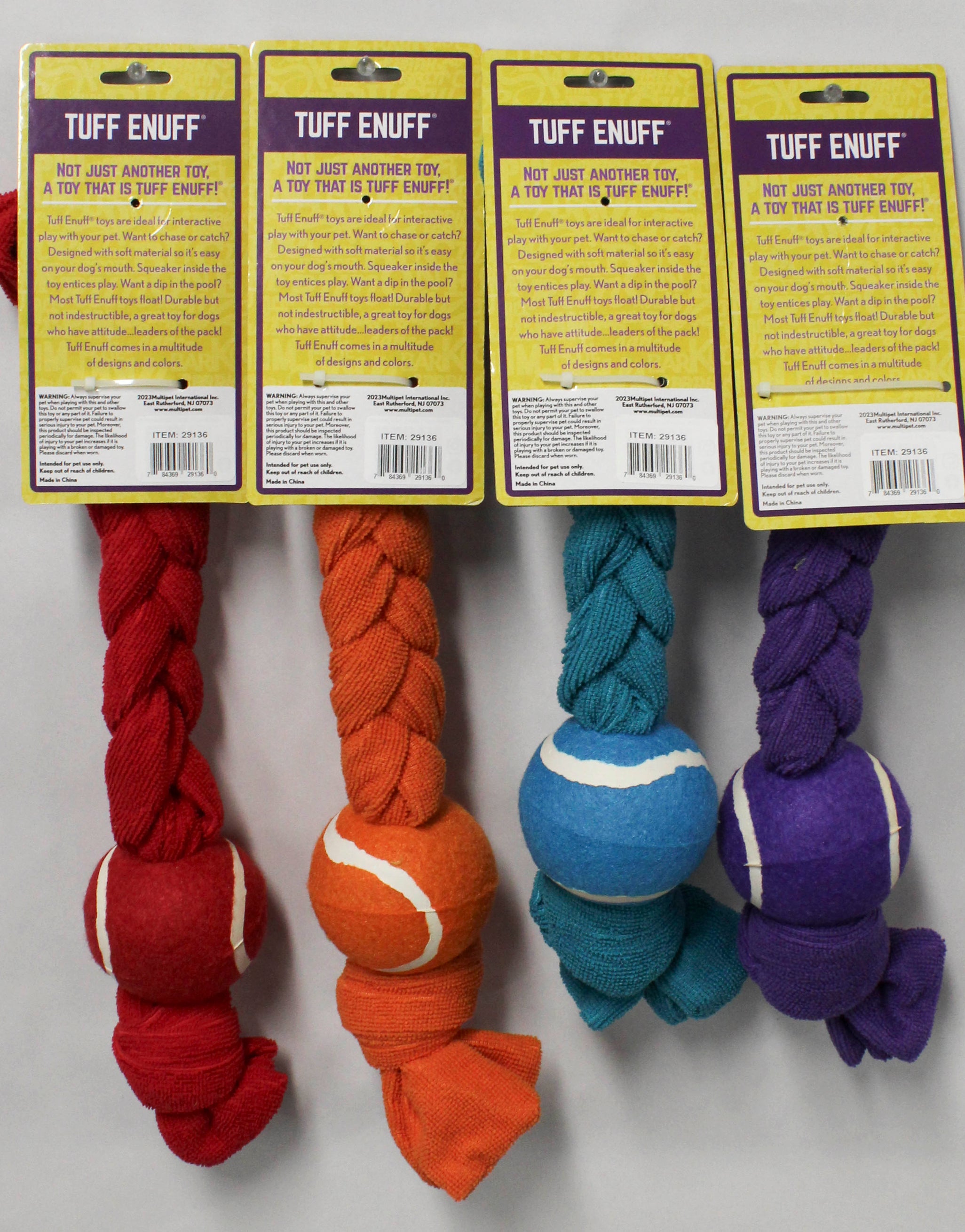 MULTIPET TUFF EMUFF BRAIDED DOG THROW TOY W/BALL