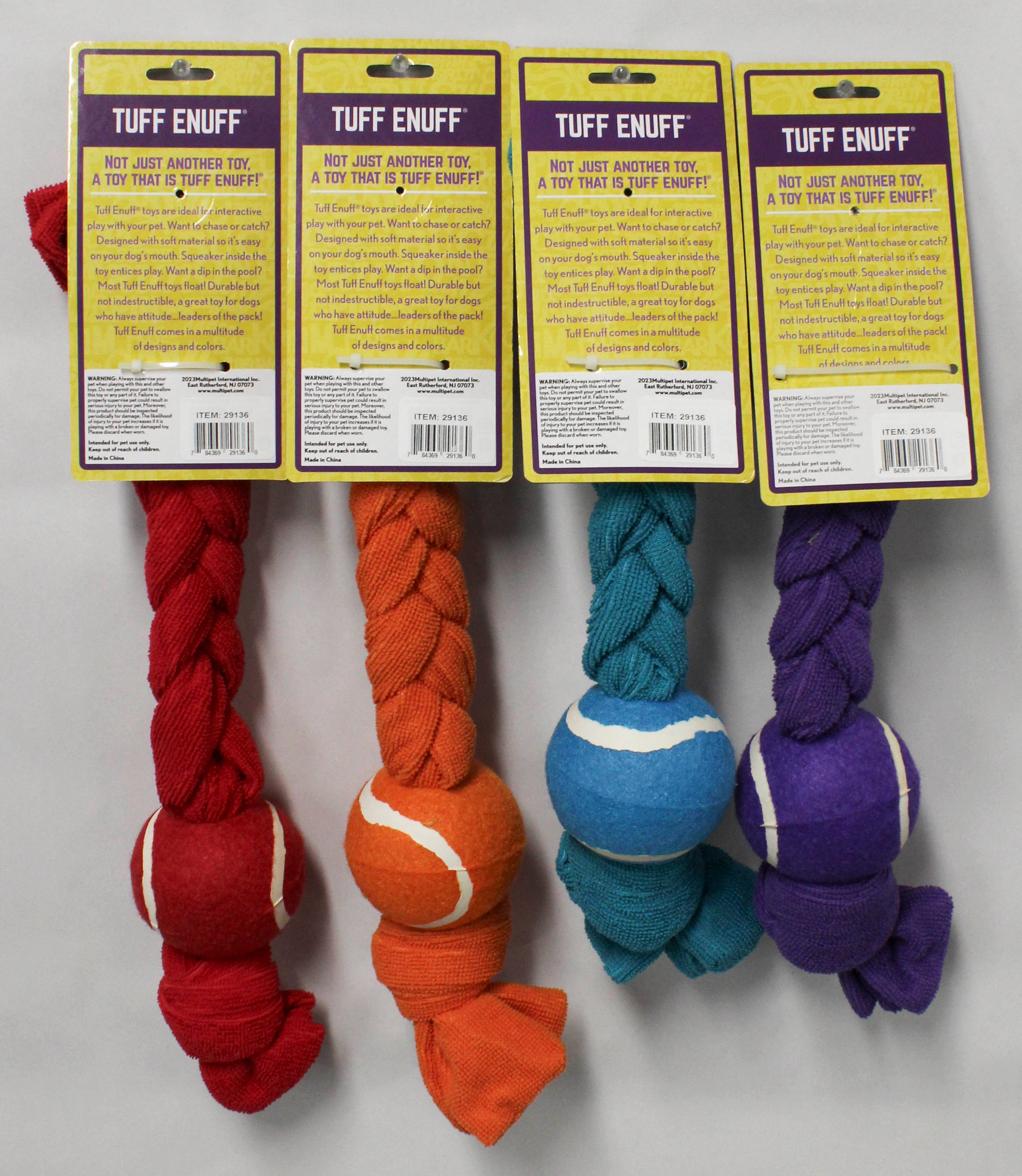 MULTIPET TUFF EMUFF BRAIDED DOG THROW TOY W/BALL
