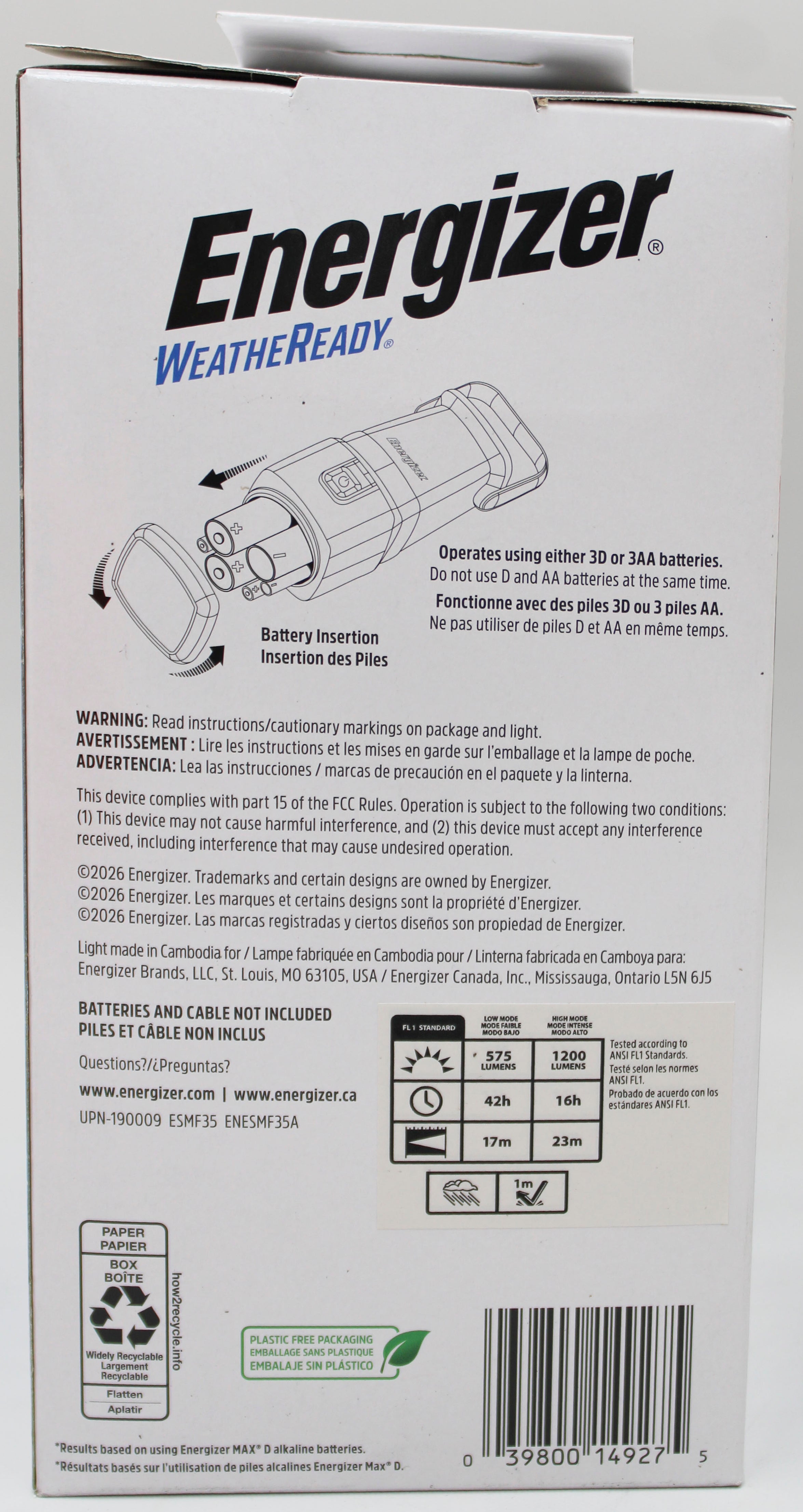 ENERGIZER WEATHER READY LED EMERGENCY LANTERN 1200 LUMENS
