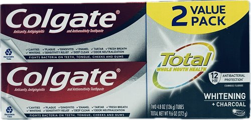 COLGATE TOTAL TOOTHPASTE 2PK FRESH + WHITENING  EXP 5/31/24 NI