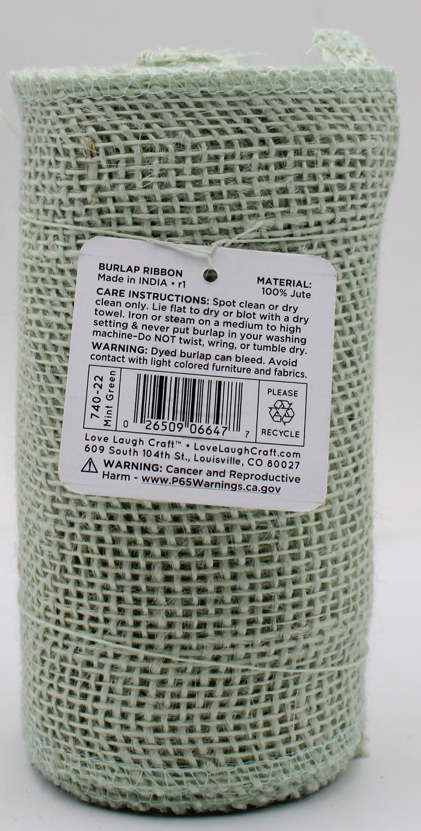6 IN X 5 YD BURLAP RIBBON - MINT GREEN