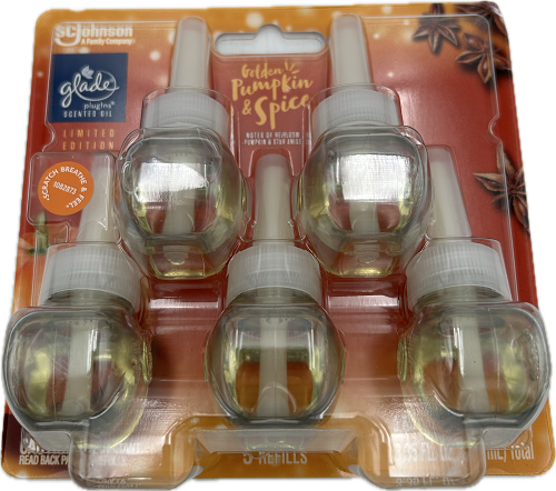 GLADE PLUG IN SCENTED OIL GOLDEN PUMPKIN & SPICE 5 REFILLS 3.35floz US