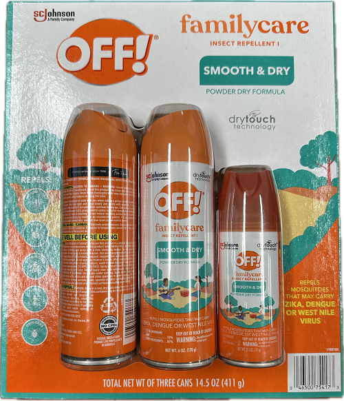 SP OFF! SMOOTH & DRY 6oz 2CT + 1-CT 2.5oz  FAMILY CARE WHITE SD PEST2023