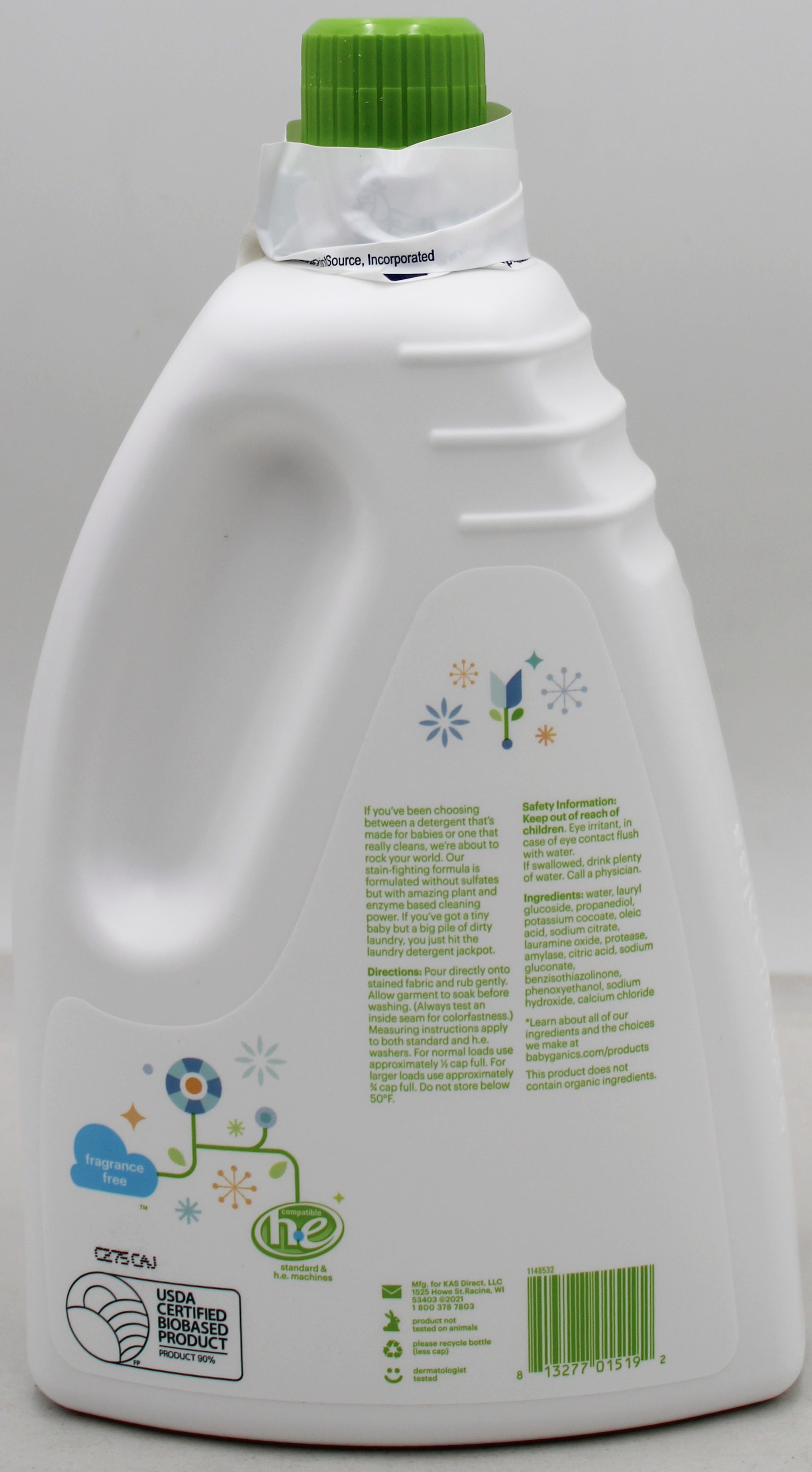 BABYGANICS 3X LAUNDRY DETERGENT FRAGRANCE FREE 60oz US