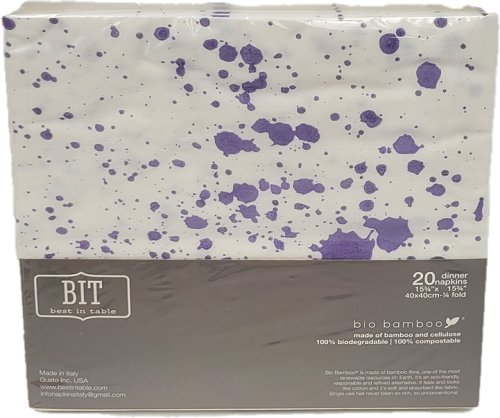 BEST IN TABLE DINNER NAPKINS BIO BAMBOO 40X40CM 20CT SPOTTED PURPLE*