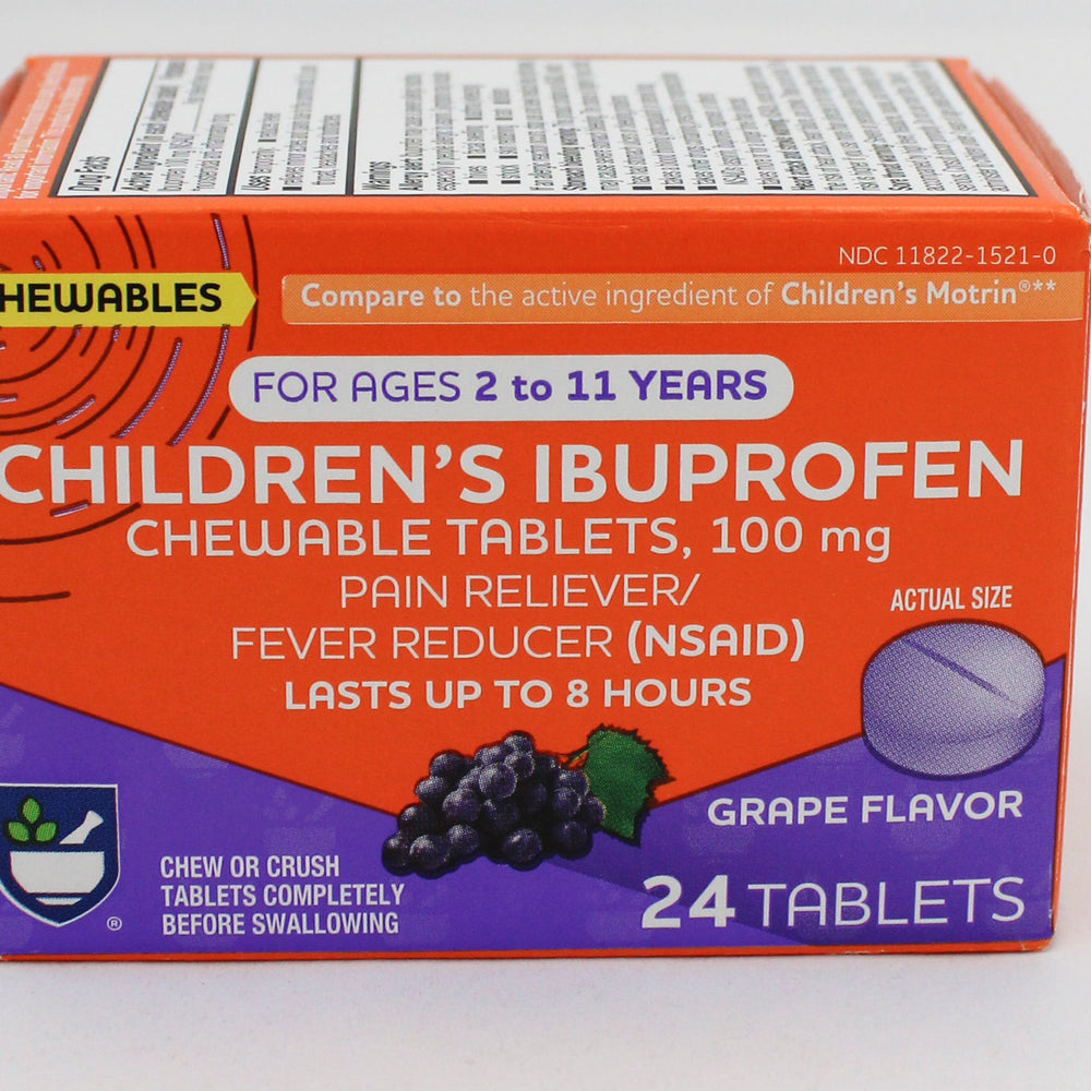 RITE AID JUNIOR STRENGTH IBUPROFEN CHEWABLE TABLETS GRAPE 24ct EXP 11/30/2027 COMPARES TO Motrin