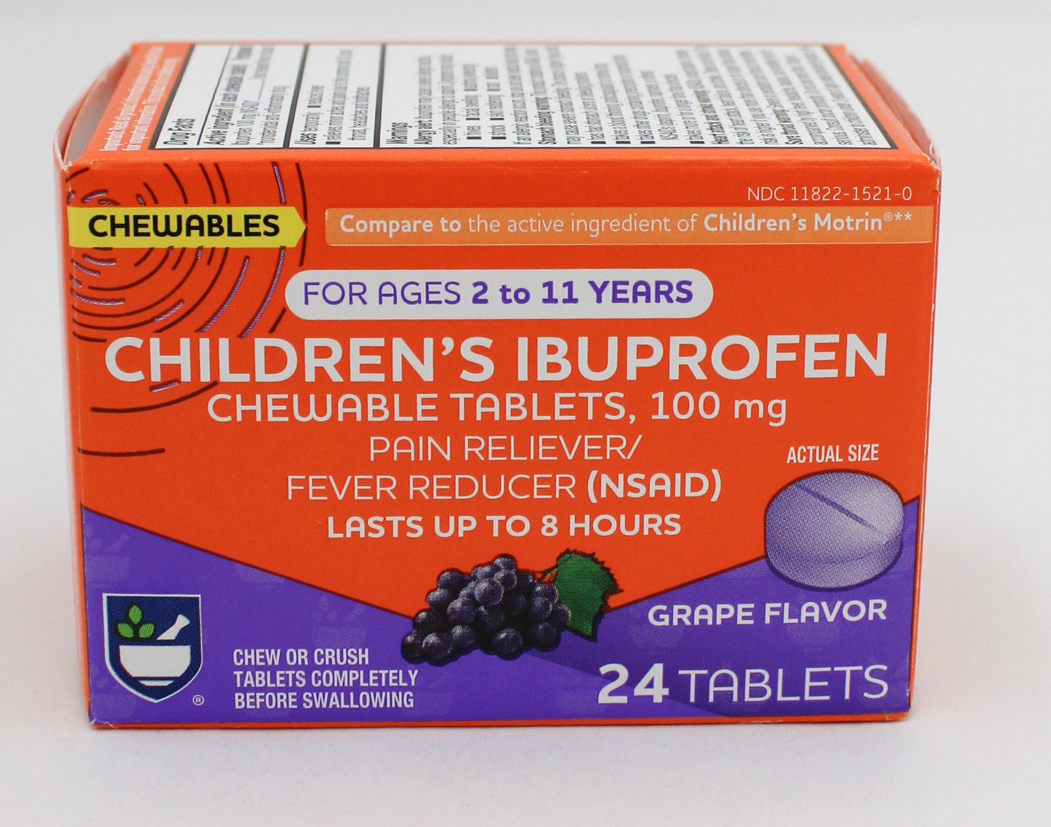 RITE AID JUNIOR STRENGTH IBUPROFEN CHEWABLE TABLETS GRAPE 24ct EXP 11/30/2027 COMPARES TO Motrin