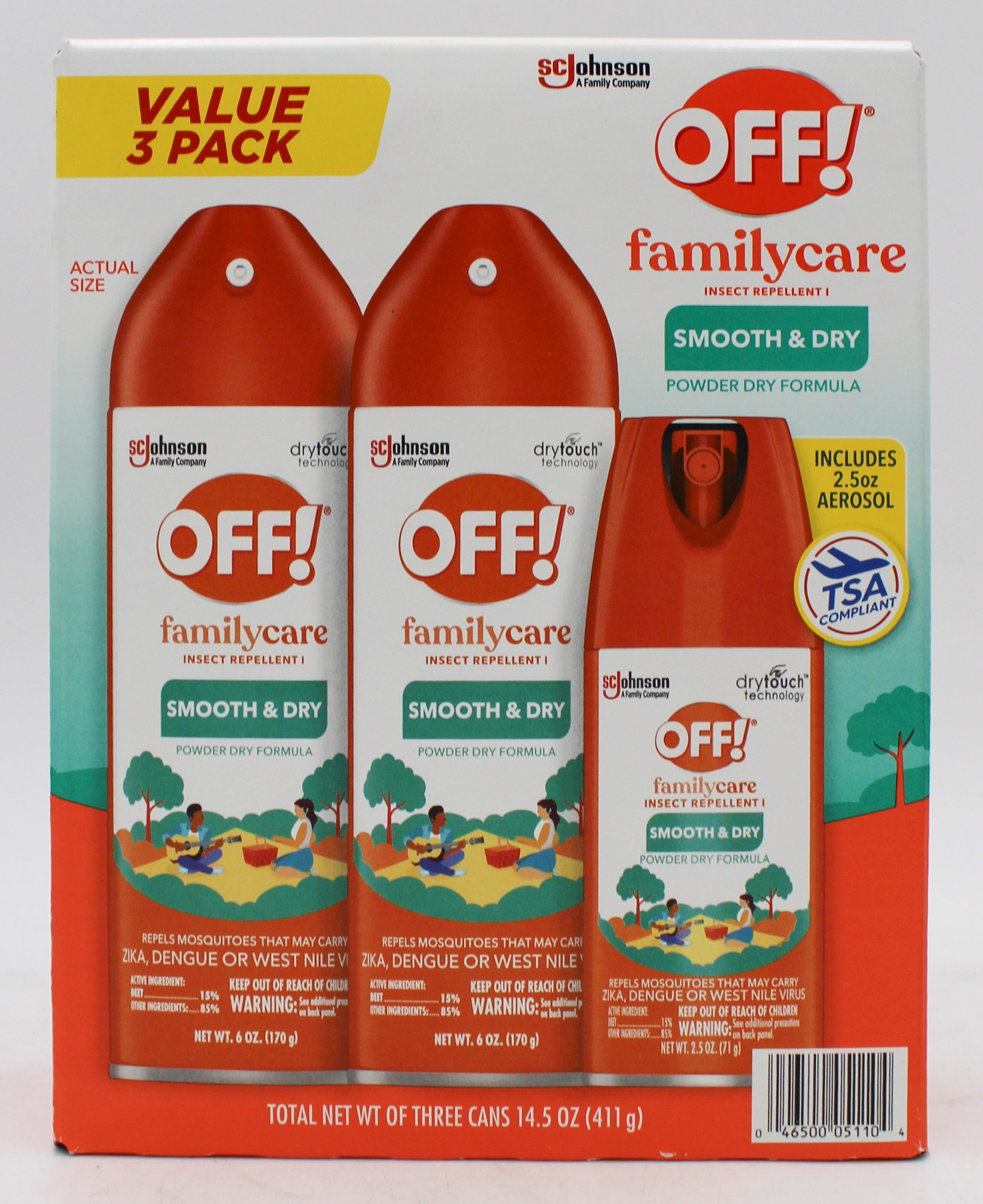 SP PEST2025 OFF FAMILY CARE SMOOTH & DRY 3CT 2-6oz 1-2.5oz PRISTINE