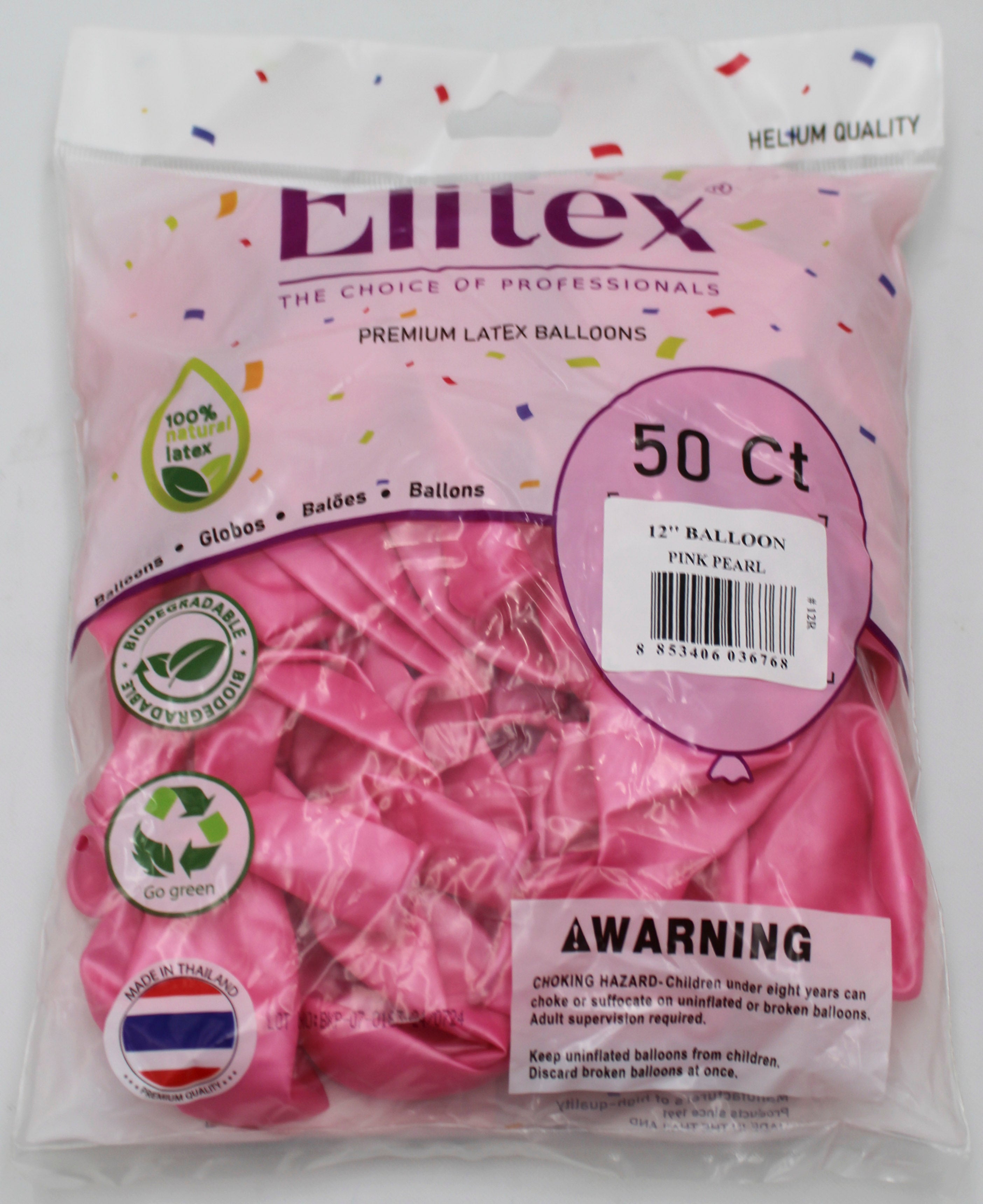 ELITEX 12" PINK PEARL ROUND BALLOON, 50 PACK