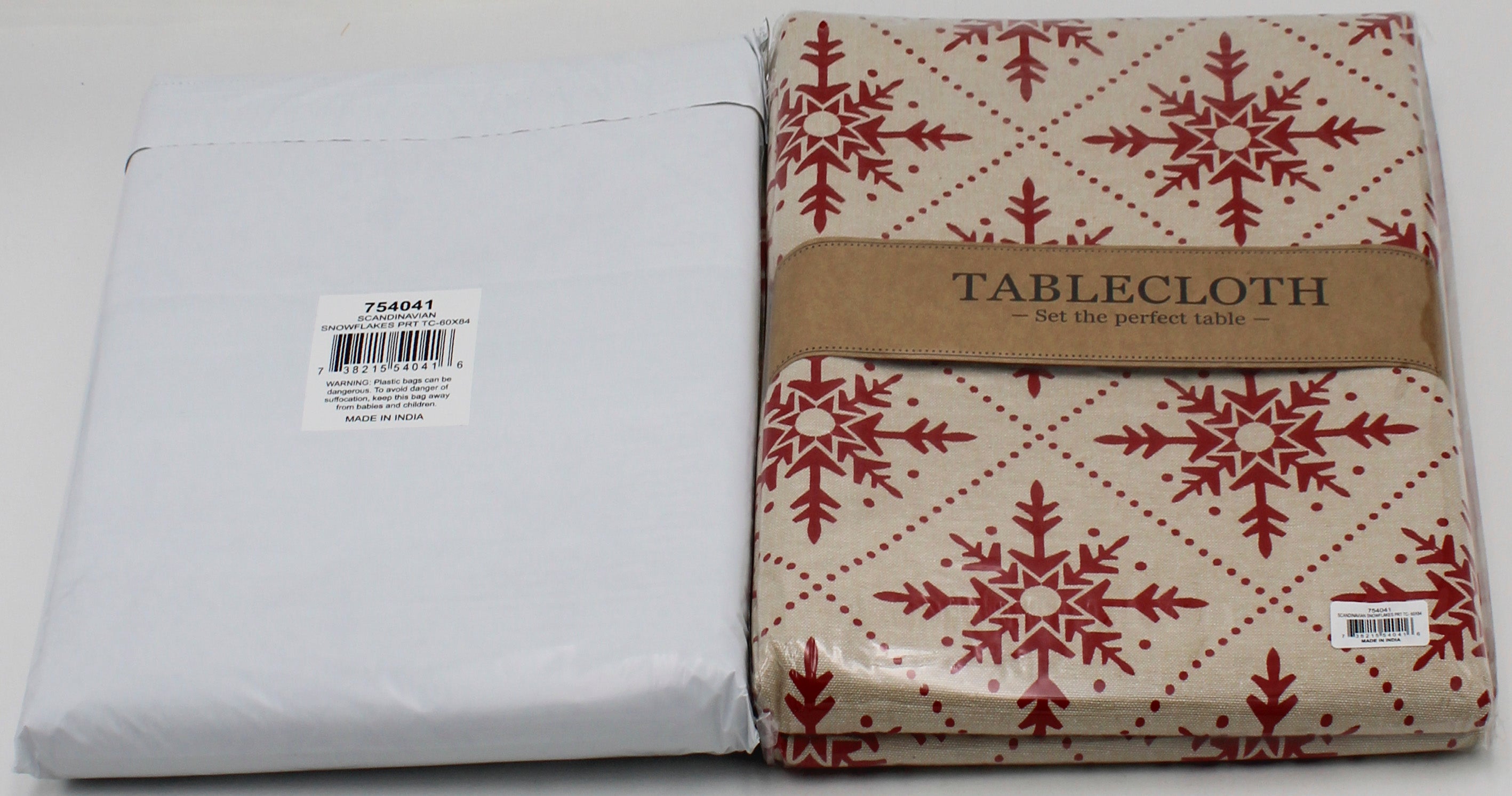 TABLECLOTH - 60 X 84 SCANDINAVIAN SNOWFLAKES