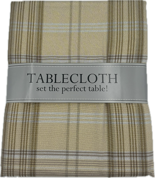 CREAM METALLIC PLAID TABLECLOTH 52x52