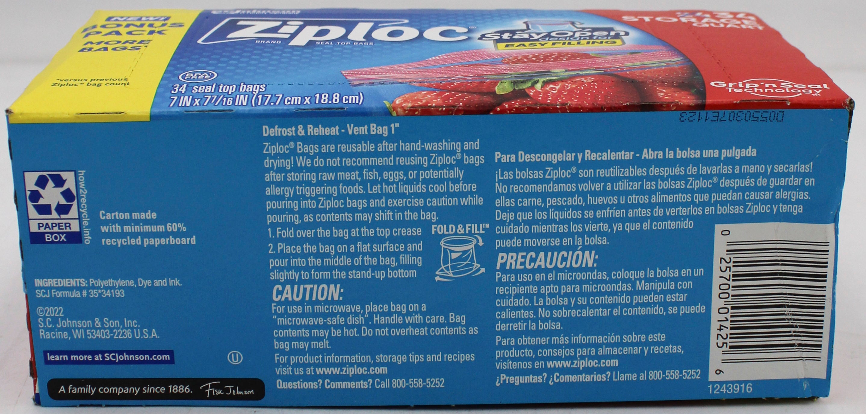 SP ZIPLOC STORAGE BAG 50CT QUART-