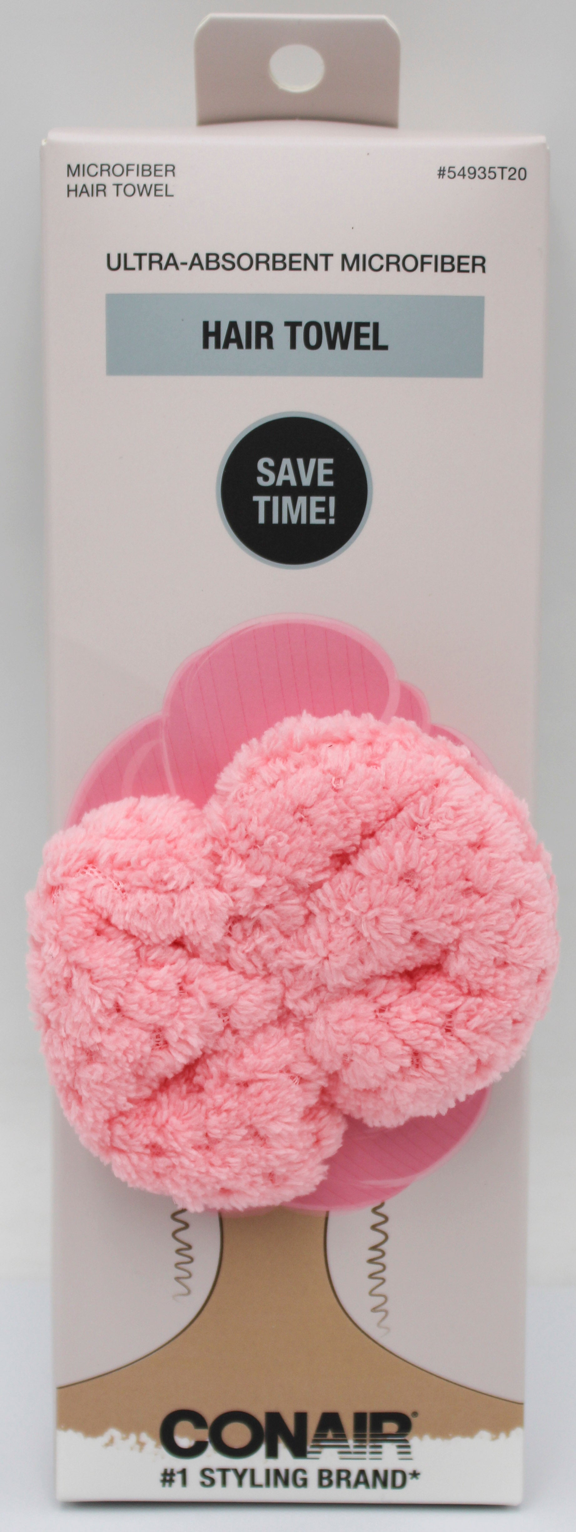 CONAIR MICROFIBER HAIR PINK TOWEL W/BOW NI