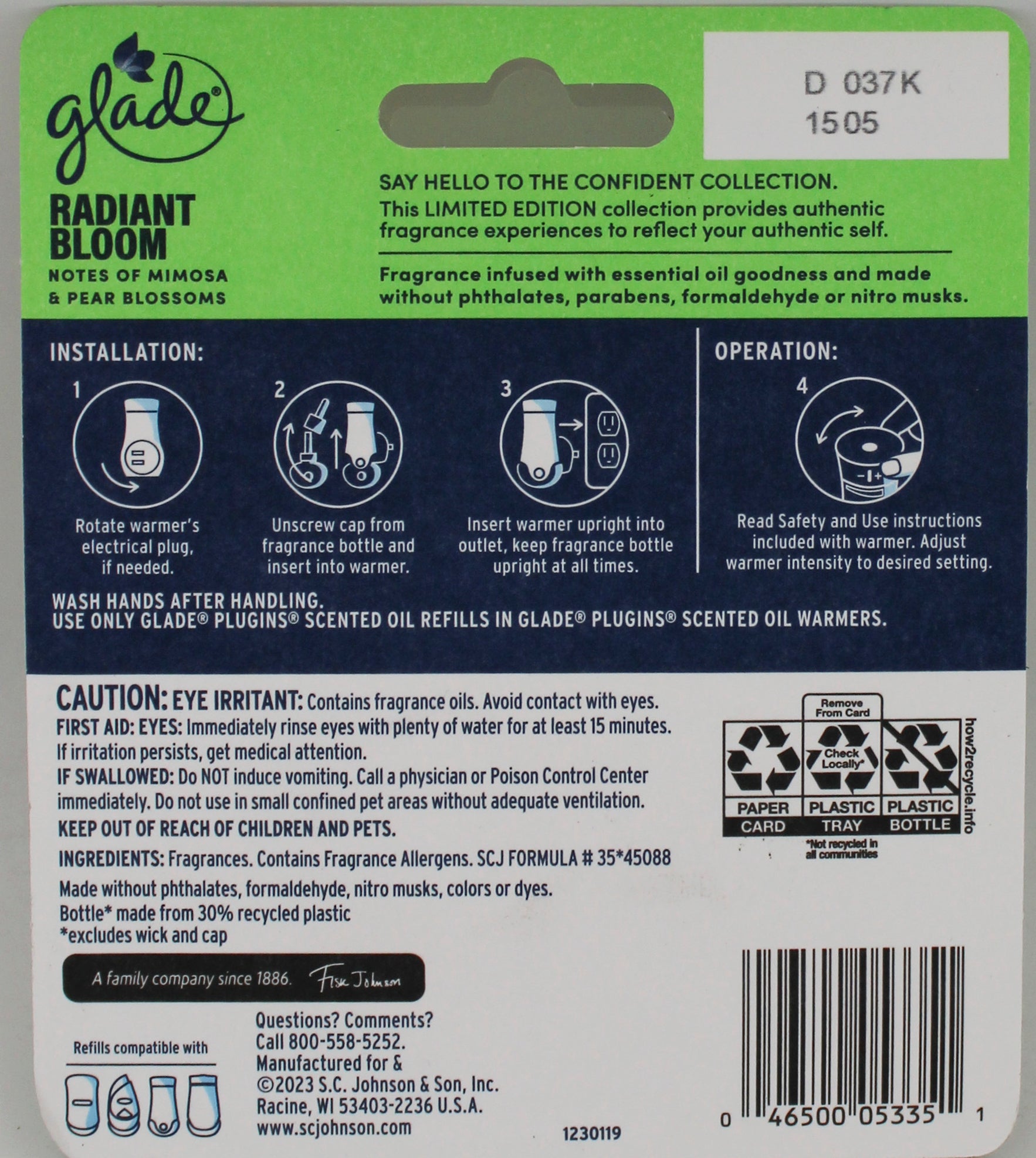 SP GLADE PLUGINS SCENTED OIL REFILLS 1.34floz US RADIANT BLOOM