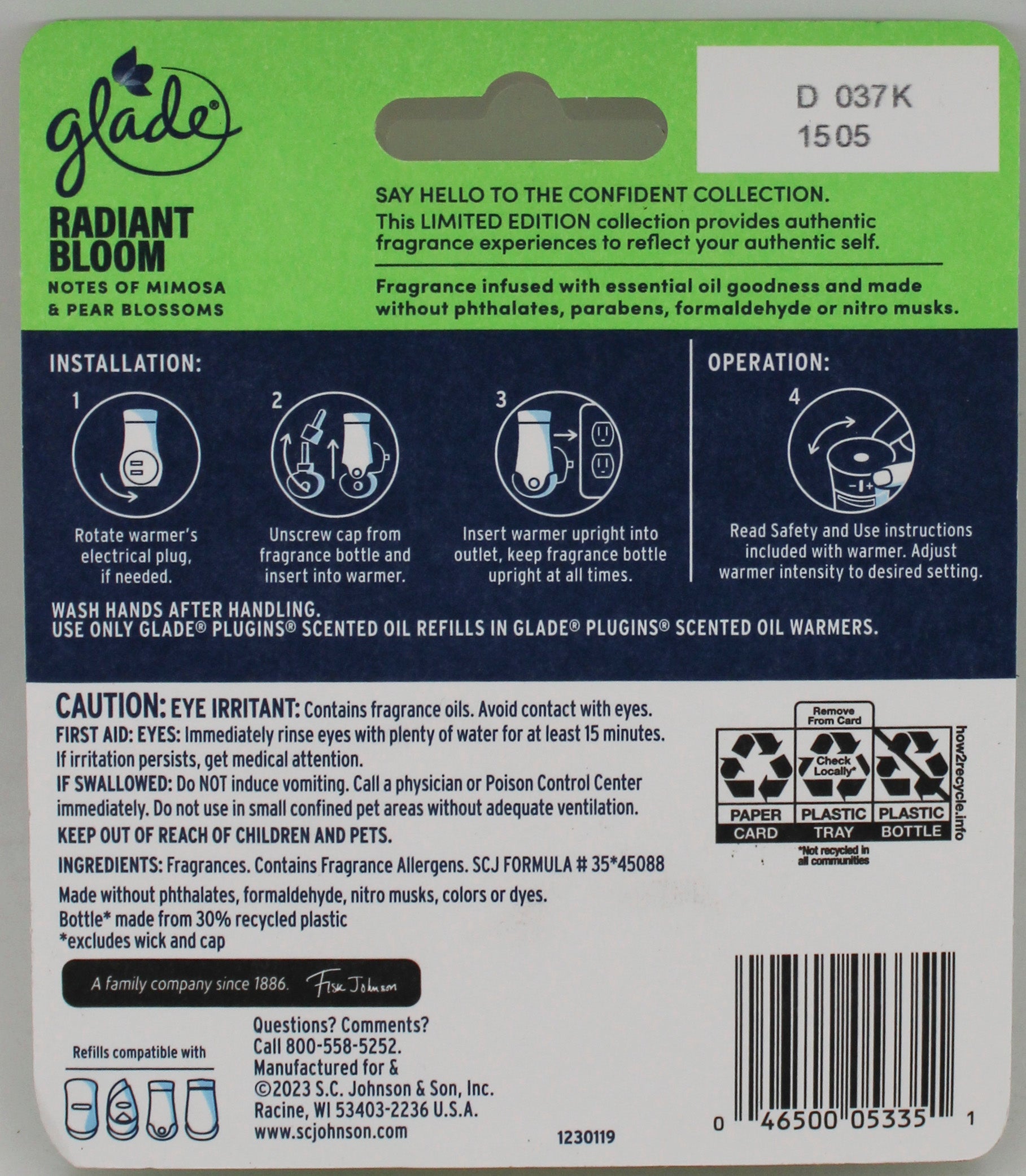 SP GLADE PLUGINS SCENTED OIL REFILLS 1.34floz US RADIANT BLOOM