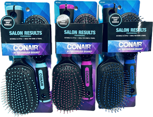 CONAIR HAIR BRUSH 2CT SALON RESULTS DETANGLE&STYLE ASSORTED COLOR NI