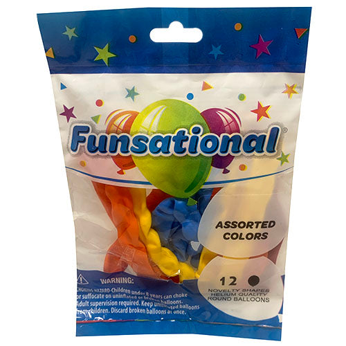 HELIUM BALLOONS 12CT-ASST SZ/COLR