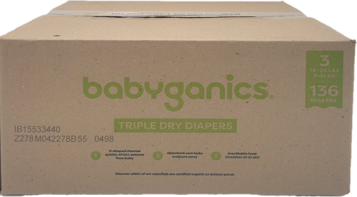 BABYGANICS BOX DIAPERS 136CT SIZE 3 US