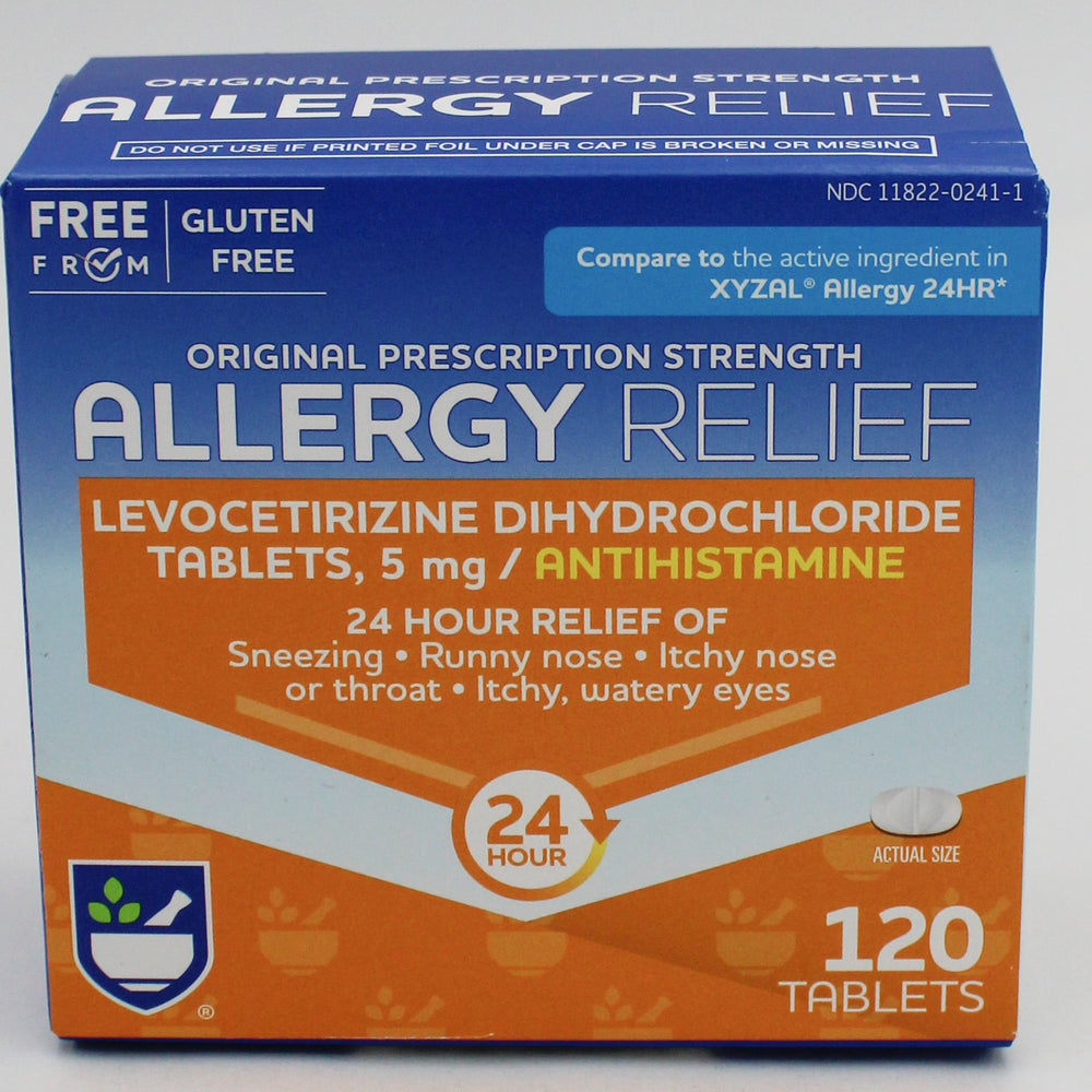RITE AID 24HR ALLERGY RELIEF ANTIHISTAMINE TABLETS 120ct EXP 11/30/2026 COMPARES TO Xyzal