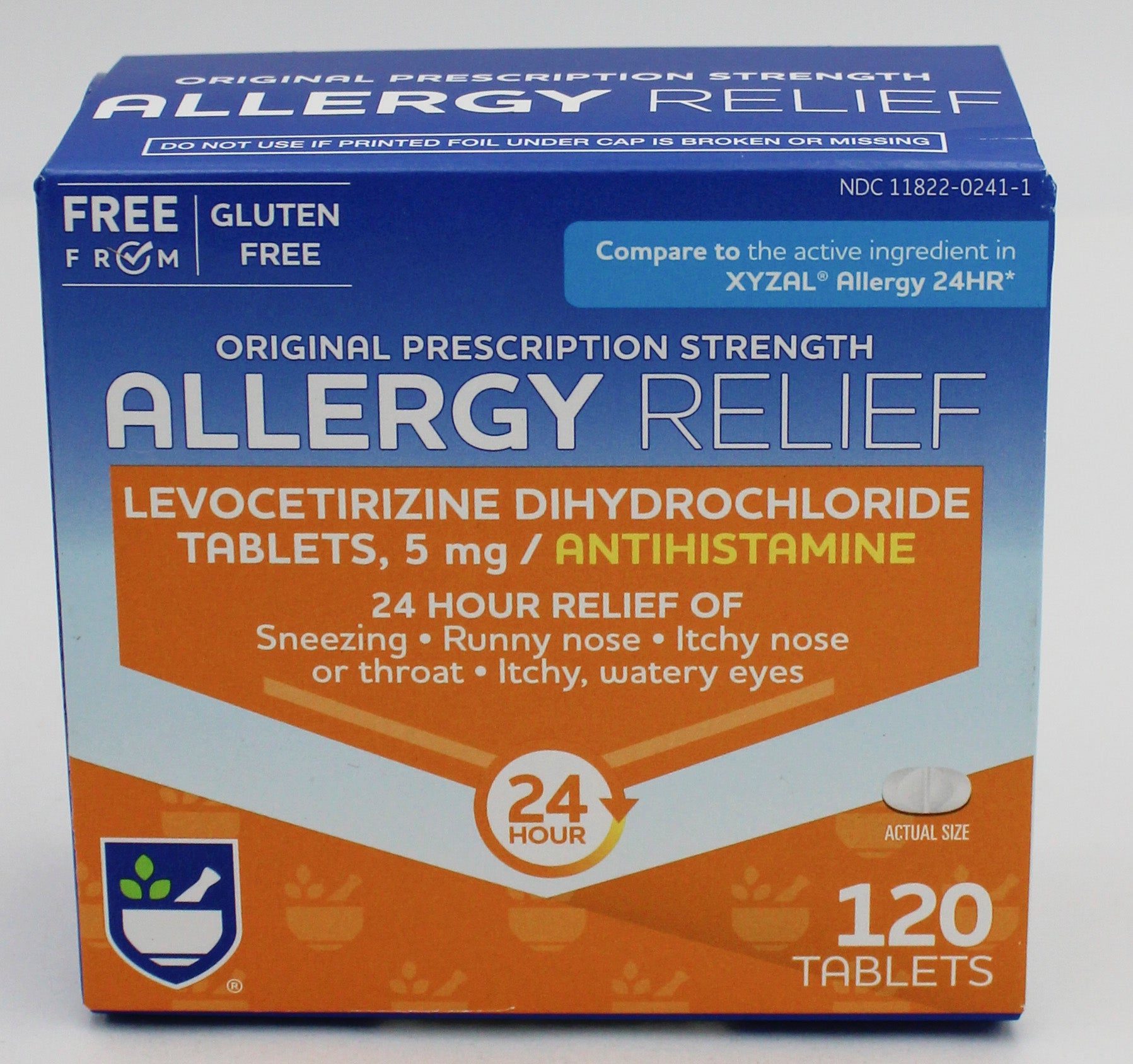 RITE AID 24HR ALLERGY RELIEF ANTIHISTAMINE TABLETS 120ct EXP 11/30/2026 COMPARES TO Xyzal