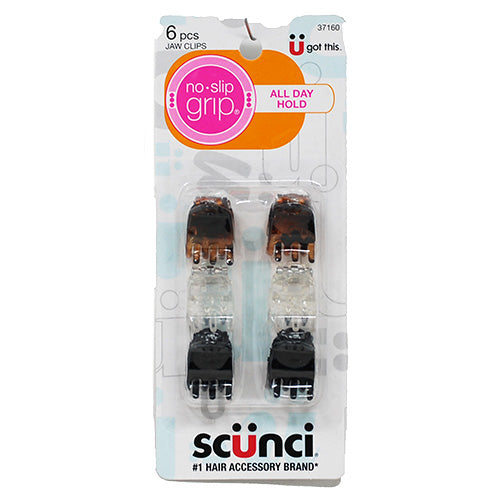 SCUNCI NO SLIP GRIP MINI JAW HAIR CLIPS 6CT-ASST/NI