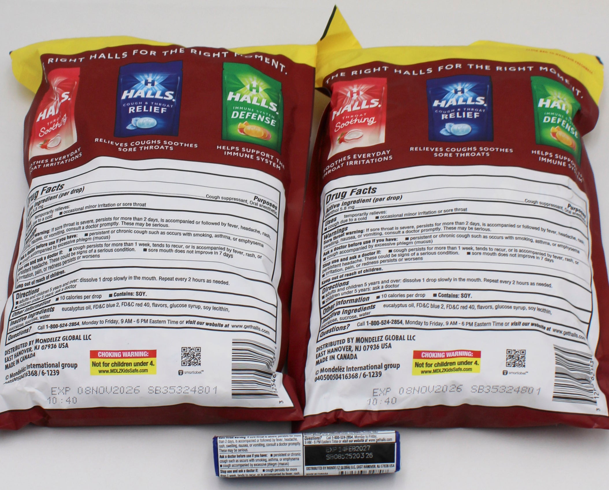HALLS COUGH DROPS CHERRY 200 ct FREE 9 DROPS STICK EXP 11/8/26