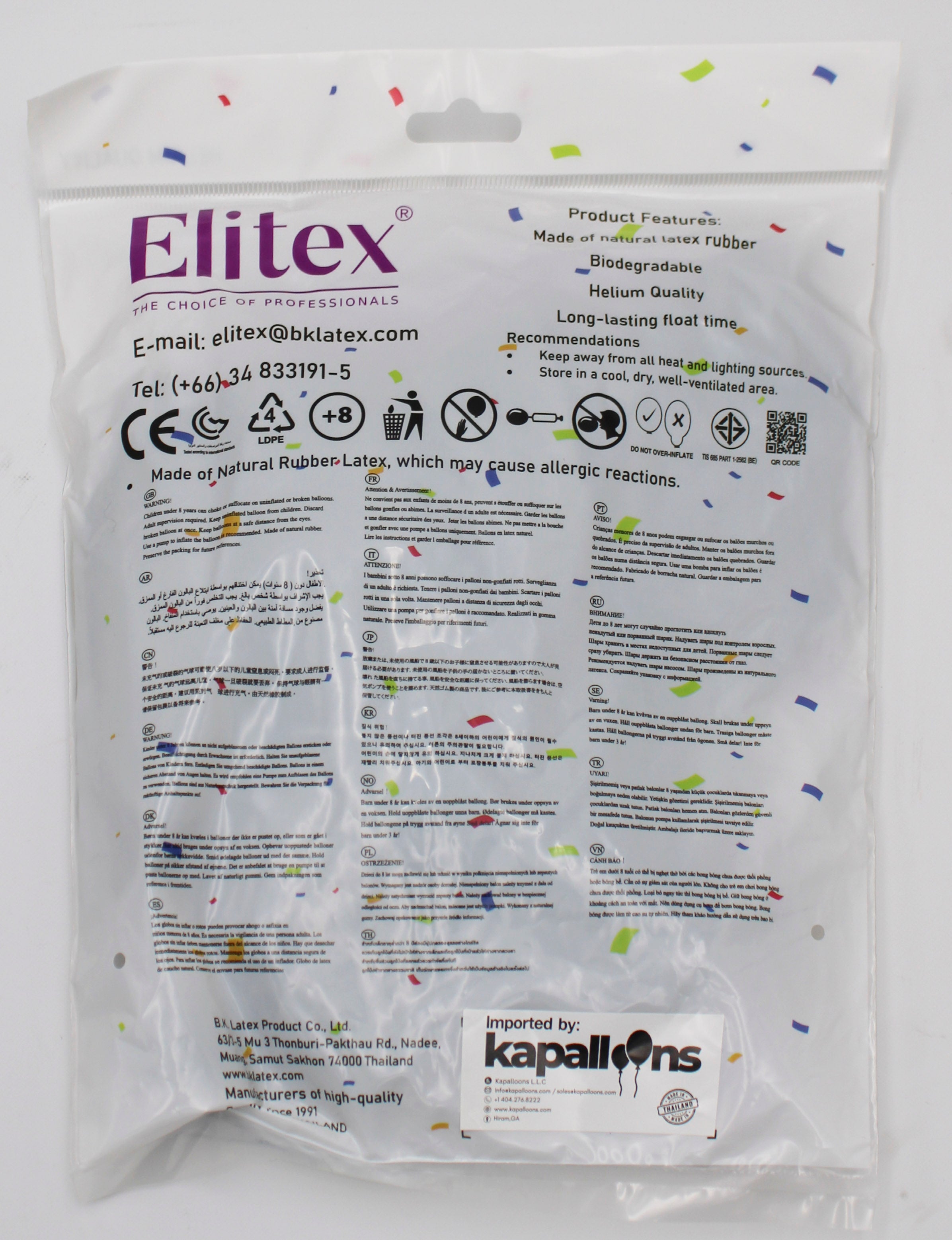 ELITEX 18" GRAY ROUND BALLOON, 10 PACK