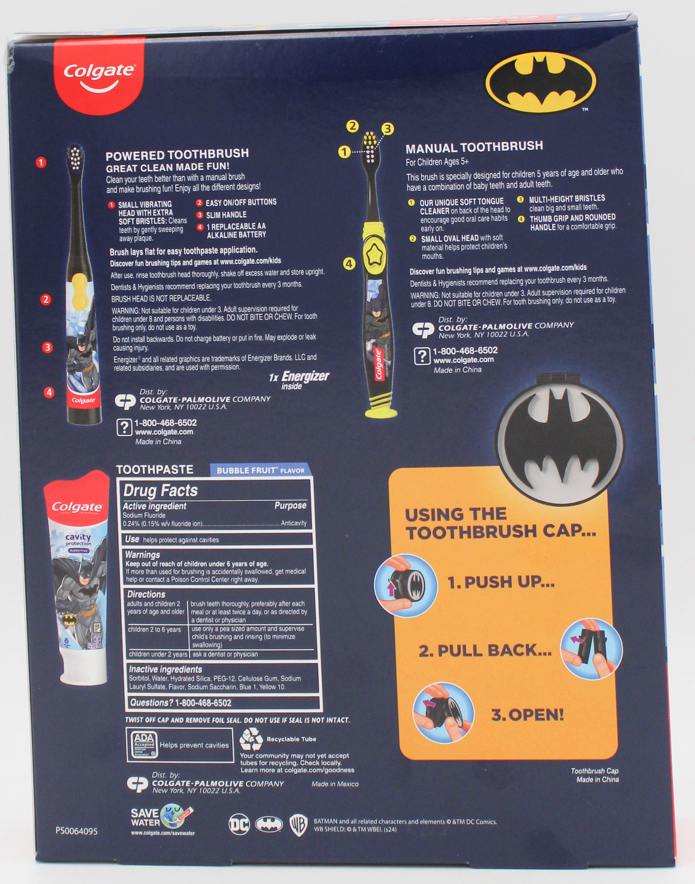 COLGATE KIDS BATMAN GIFT SET 3pc - TOOTHBRUSH, TOOTHPASTE, CAP NI