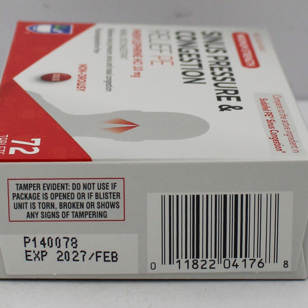 RITE AID SINUS PRESSURE & CONGESTION RELIEF PE TABLETS 72ct EXP 2/15/2027 COMPARES TO Sudafed