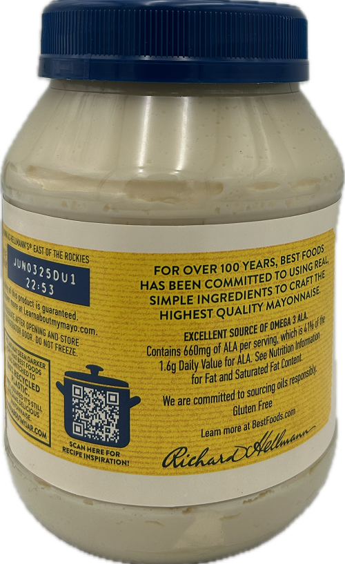 HELLMANN'S REAL MAYO 24oz BEST BY 6/3/25