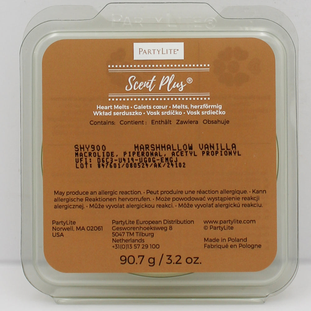 PARTYLITE MARSHMALLOW VANILLA SCENT PLUS HEART MELTS 3.2oz