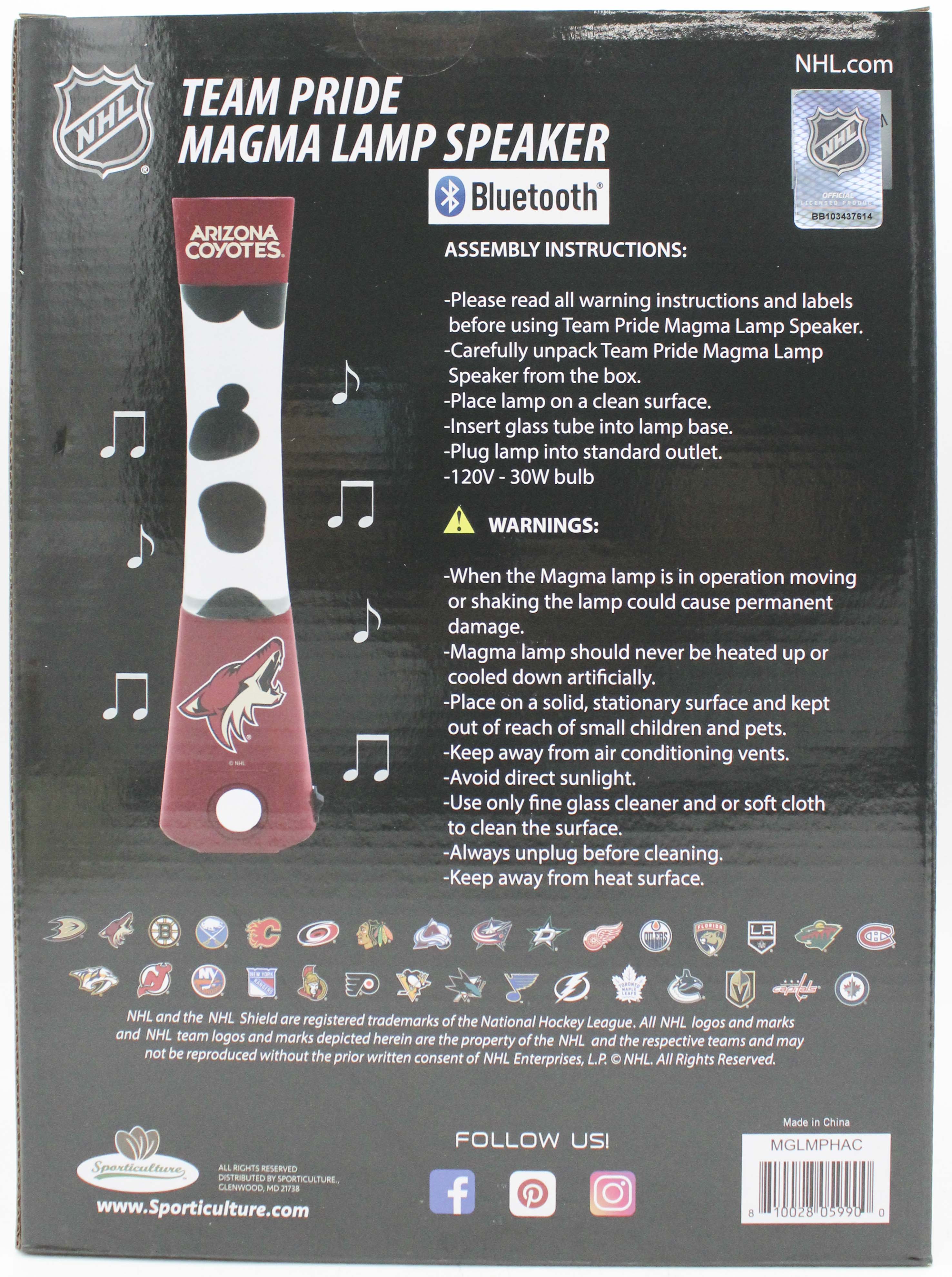 NHL ARIZONA COYOTES LAVA LAMP SPEAKER 16.5"