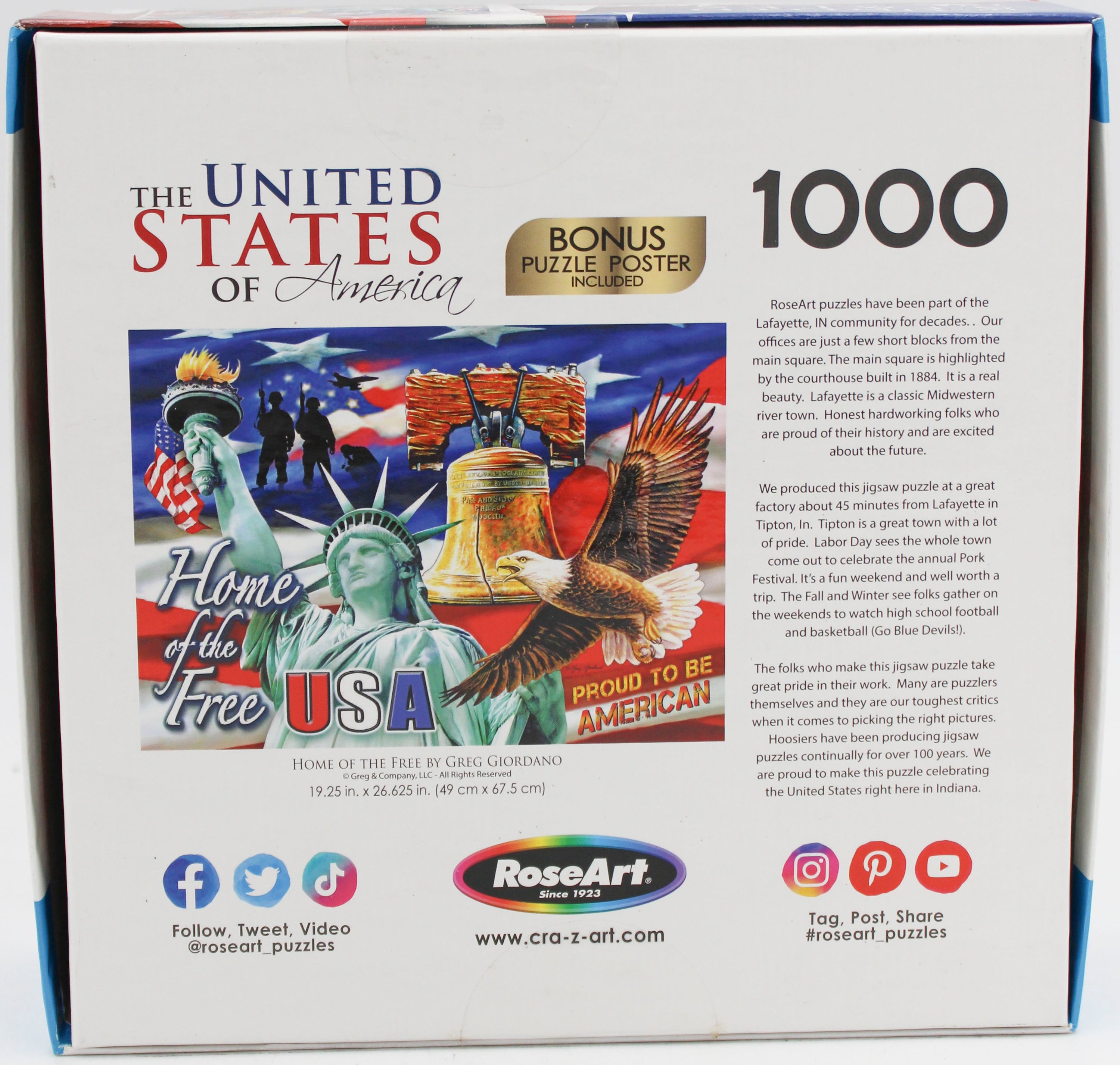 CRA-Z-ART USA PUZZLE HOME OF THE FREE 1000PC