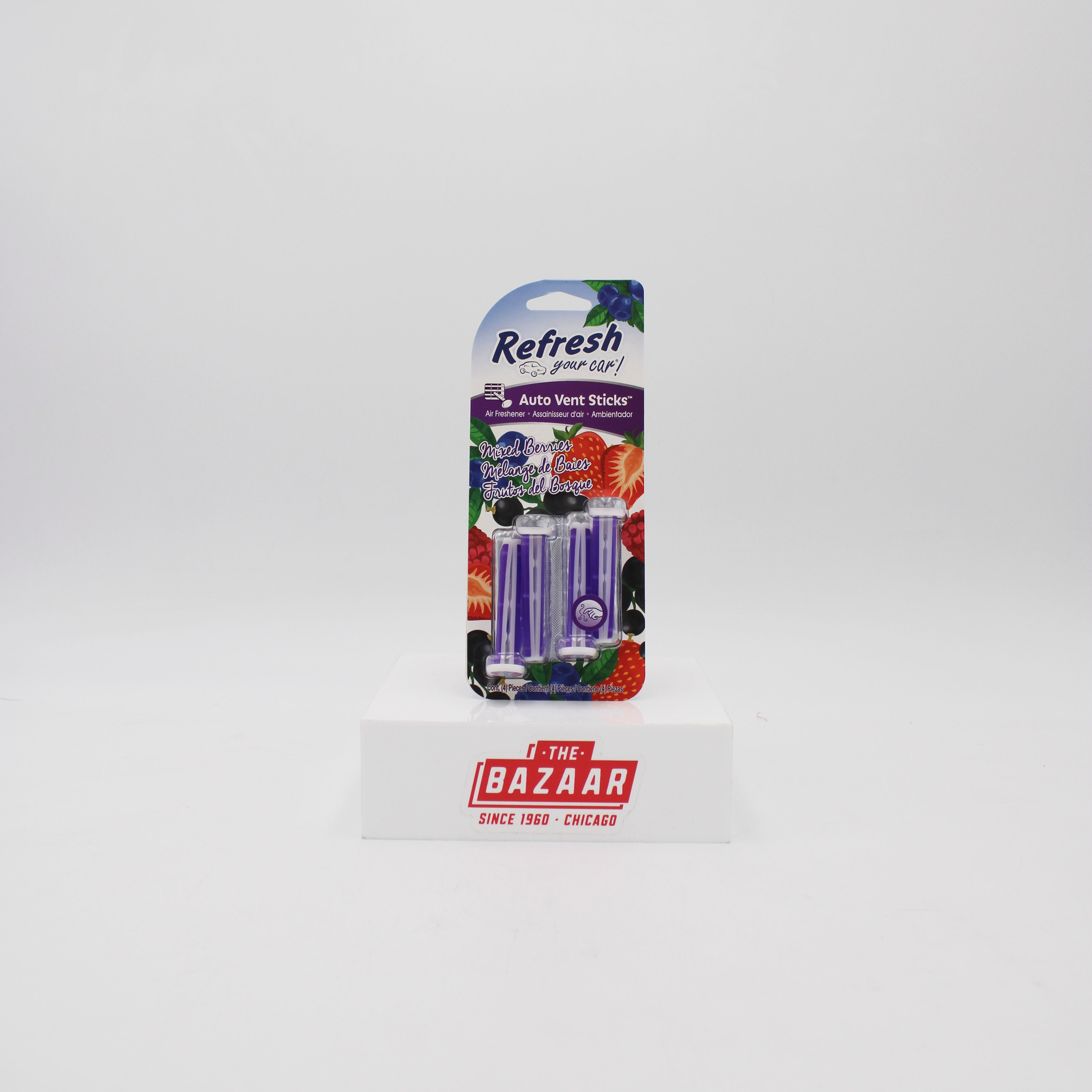REFRESH YOUR CAR! MIXED BERRIES VENT STICKS CAR AIR FRESHENERS (4 PACK) NI