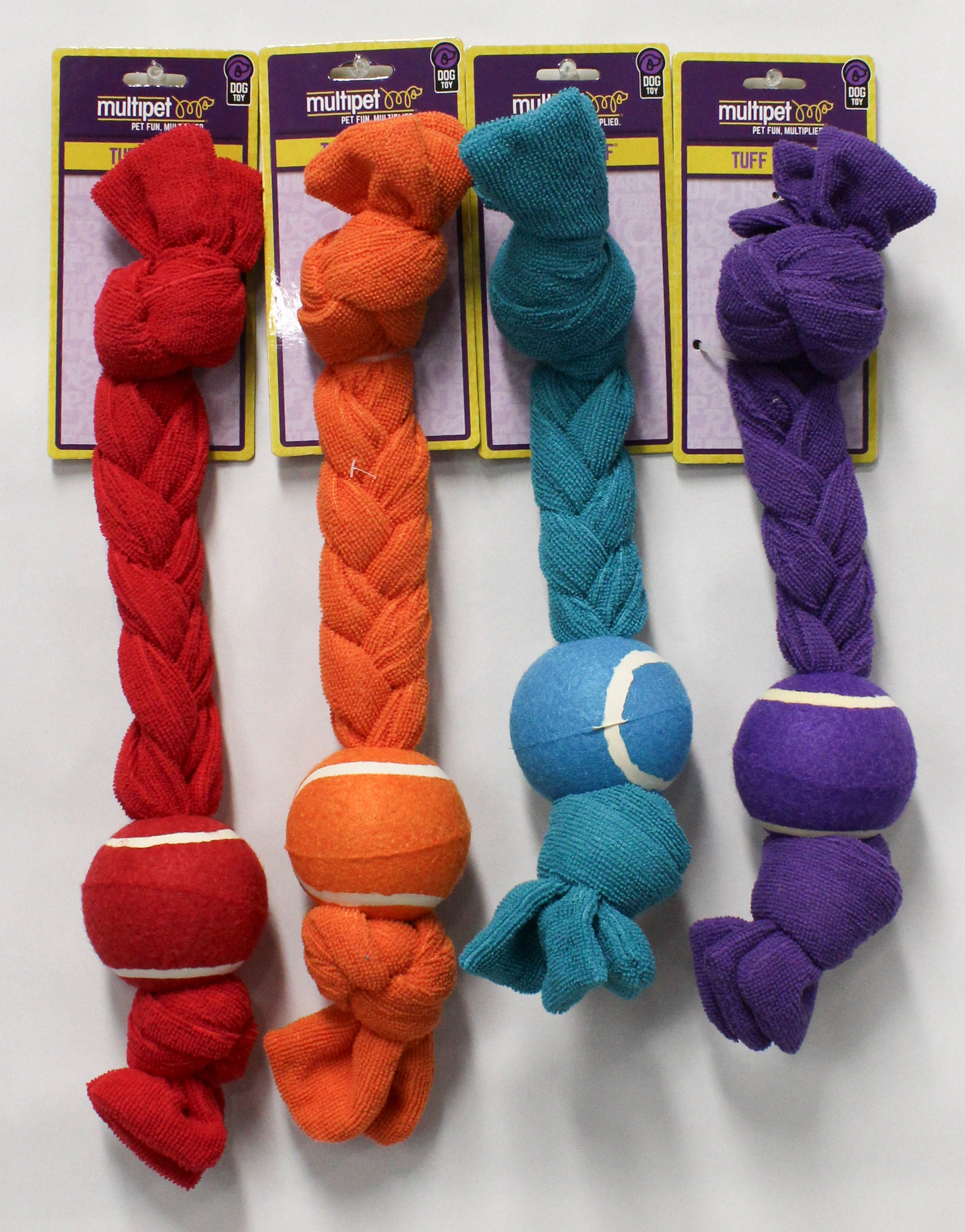 MULTIPET TUFF EMUFF BRAIDED DOG THROW TOY W/BALL