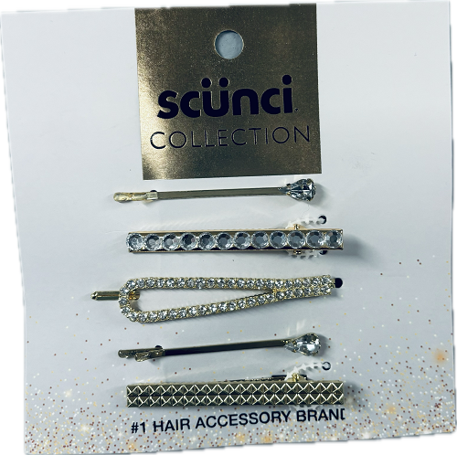 SCUNCI COLLECTION RHINESTONES BOBBY PINS 5CT NI