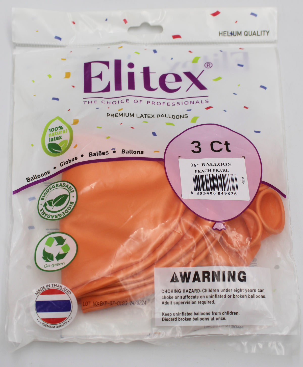ELITEX 36" PEACH PEARL ROUND BALLOON, 3 PACK